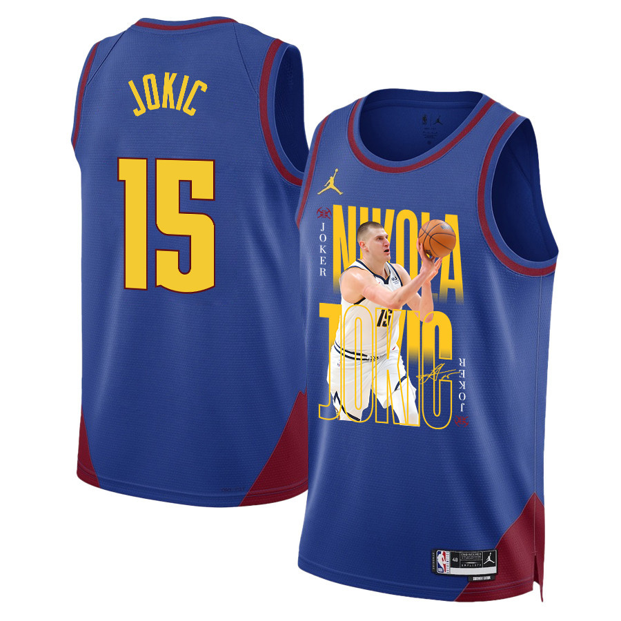 Nikola Jokic 15 Denver Nuggets Joker's Gold 2023 NBA Champions Swingman Jersey - Blue - JS719 