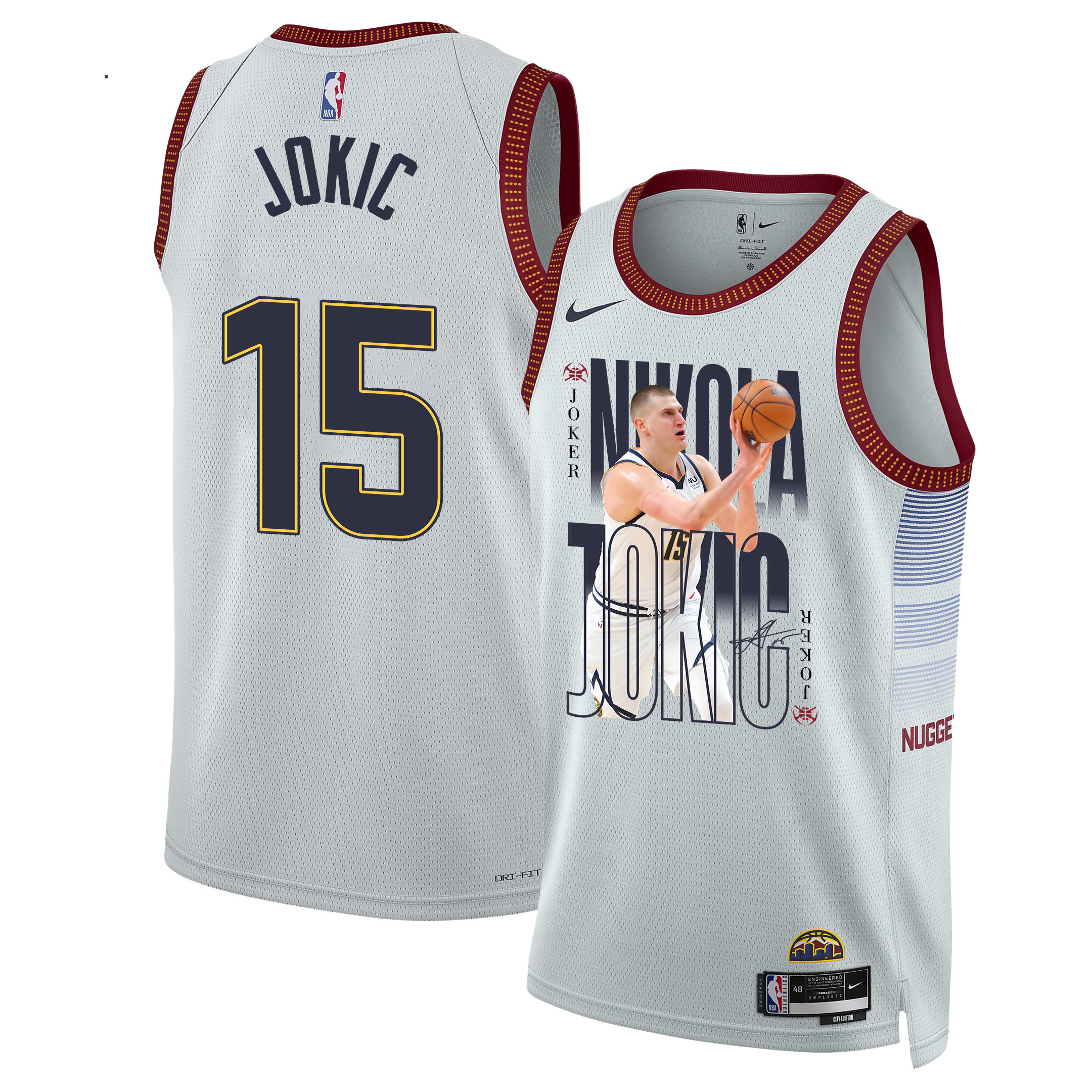 Nikola Jokic 15 Denver Nuggets Joker's Gold 2023 NBA Champions Swingman Jersey - White - JS781 