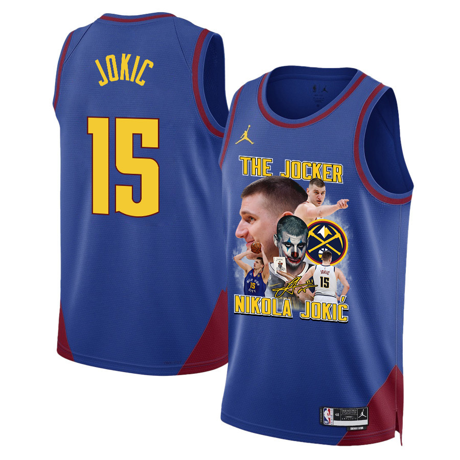 Nikola Jokic 15 Denver Nuggets Joker's Magic 2023 NBA Champions Swingman Jersey - Blue - JS821 