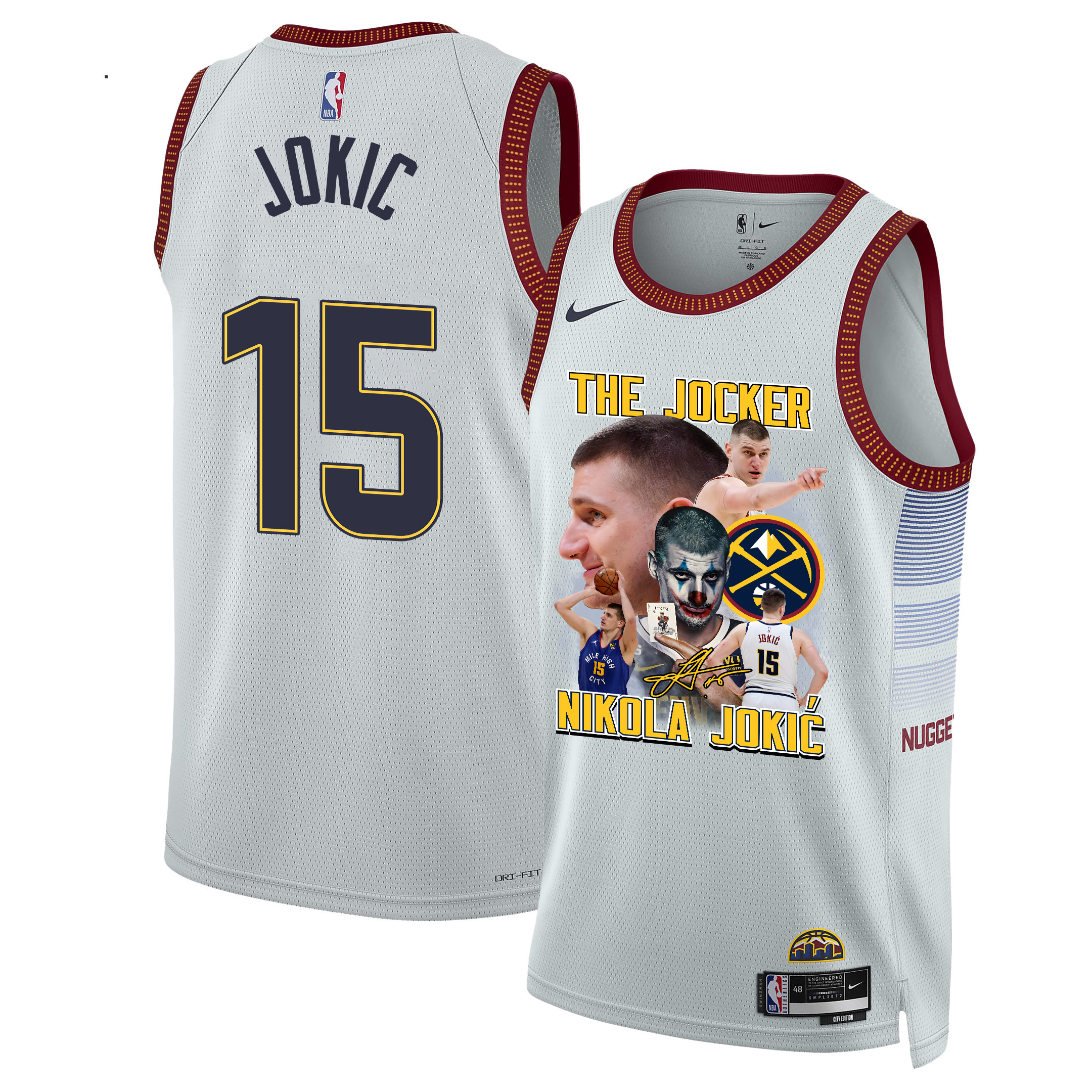 Nikola Jokic 15 Denver Nuggets Joker's Magic 2023 NBA Champions Swingman Jersey - White - JS934 