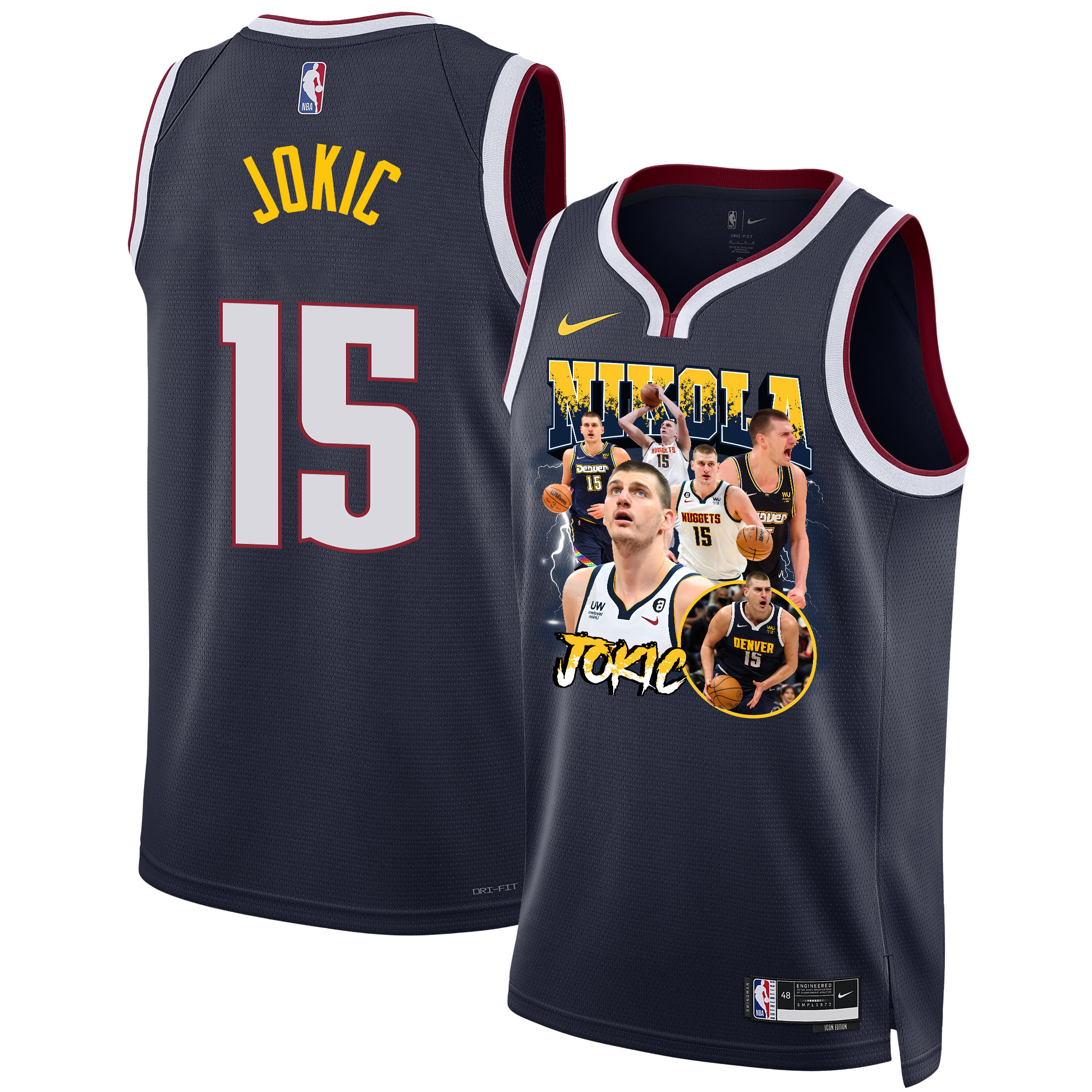 Nikola Jokic 15 Denver Nuggets The Joker's Domain 2023 Champions Swingman Jersey - Black - JS735 