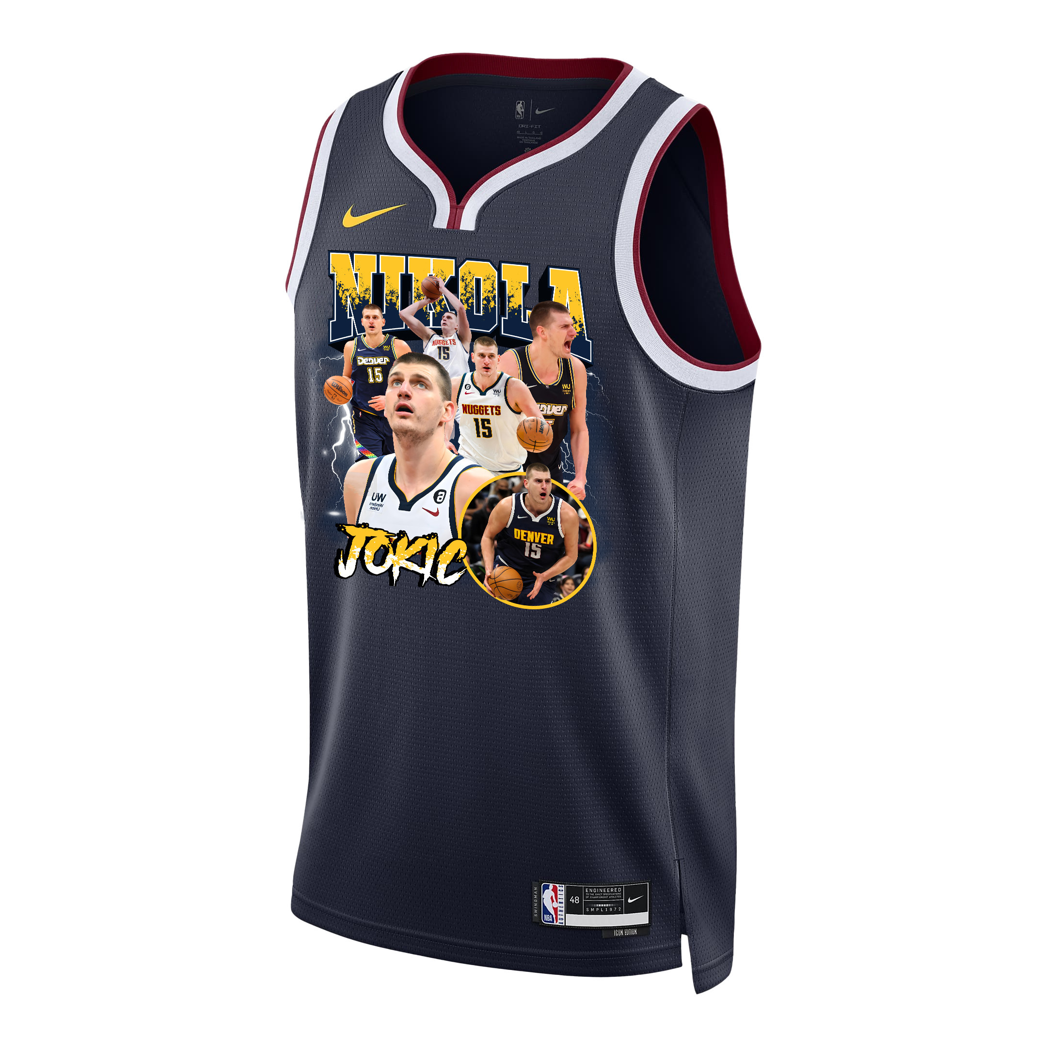 Alternative view of Nikola Jokic 15 Denver Nuggets The Joker's Domain 2023 Champions Swingman Jersey - Black - JS735 