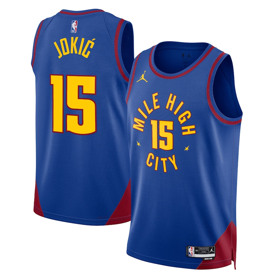 Nikola Jokic 15 Denver Nuggets Unisex Swingman Jersey - Statement Edition - Royal - JS386 