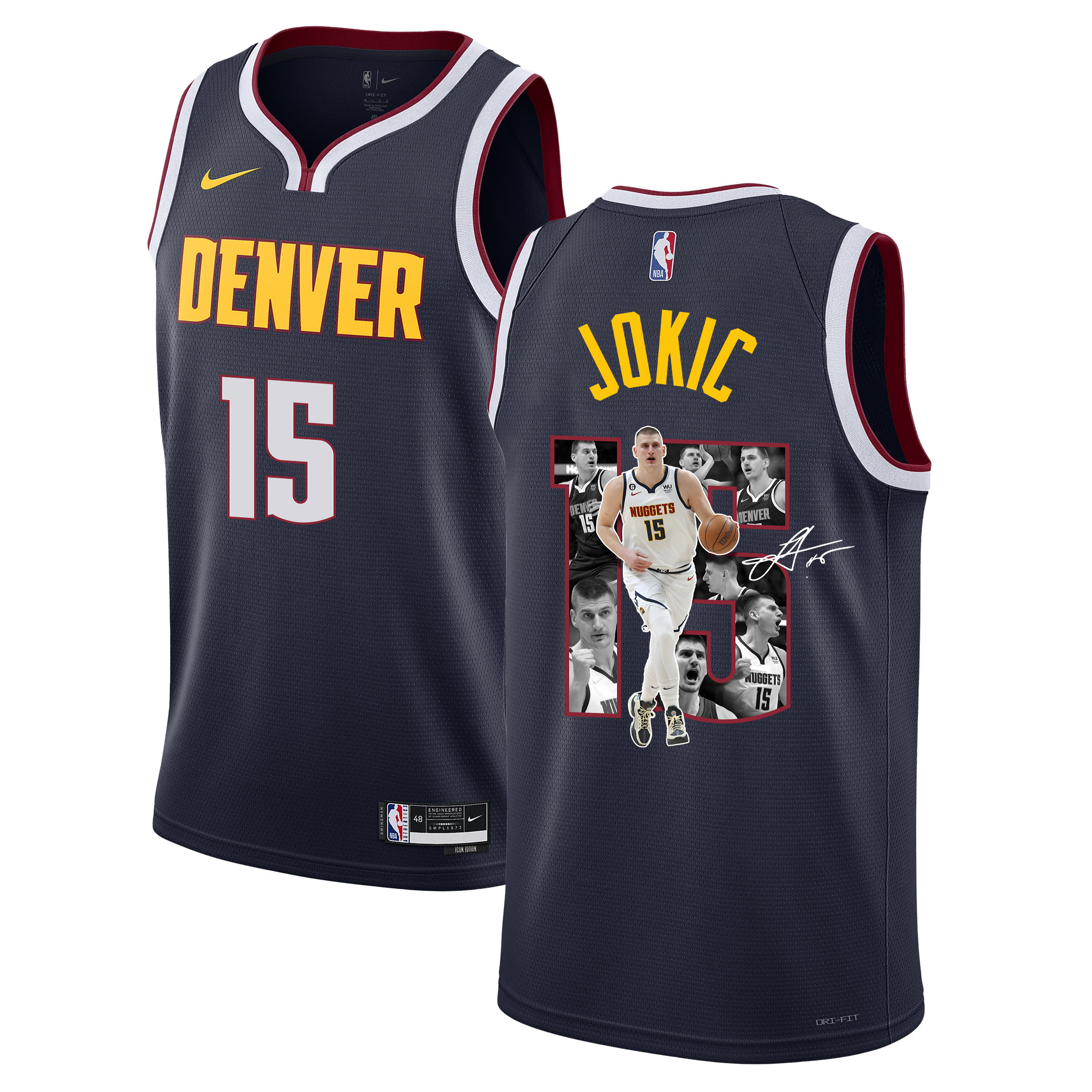 Nikola Jokic 15 Denver Nuggets Unpredictable Superstar 2023 NBA Champions Swingman Jersey - Black - JS407 