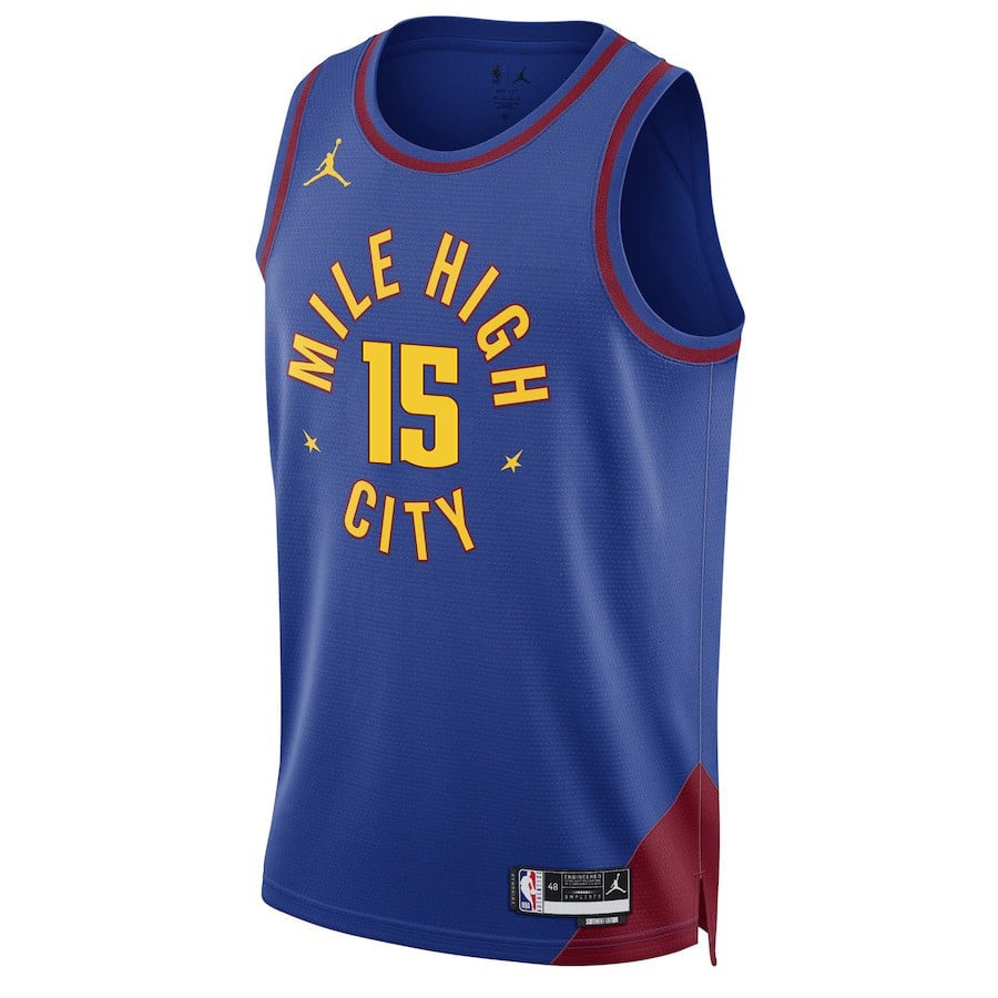 Alternative view of Nikola Jokic 15 Denver Nuggets Unpredictable Superstar 2023 NBA Champions Swingman Jersey - Blue - JS563 