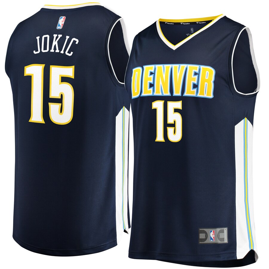 Nikola Jokic Denver Nuggets Fanatics Branded Fast Break Replica Jersey Navy - Icon Edition