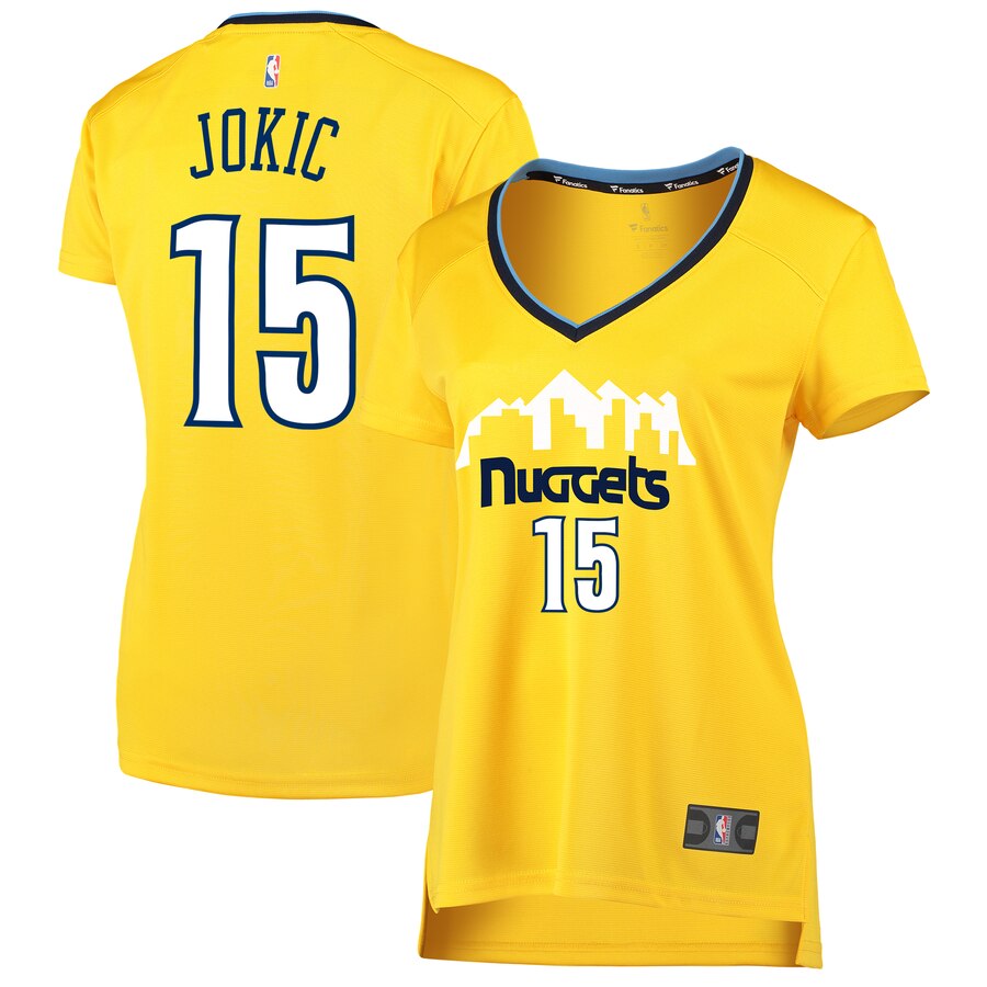 Nikola Jokic Denver Nuggets Fanatics Branded Women's Fast Break Replica Jersey - Statement Edition - Gold