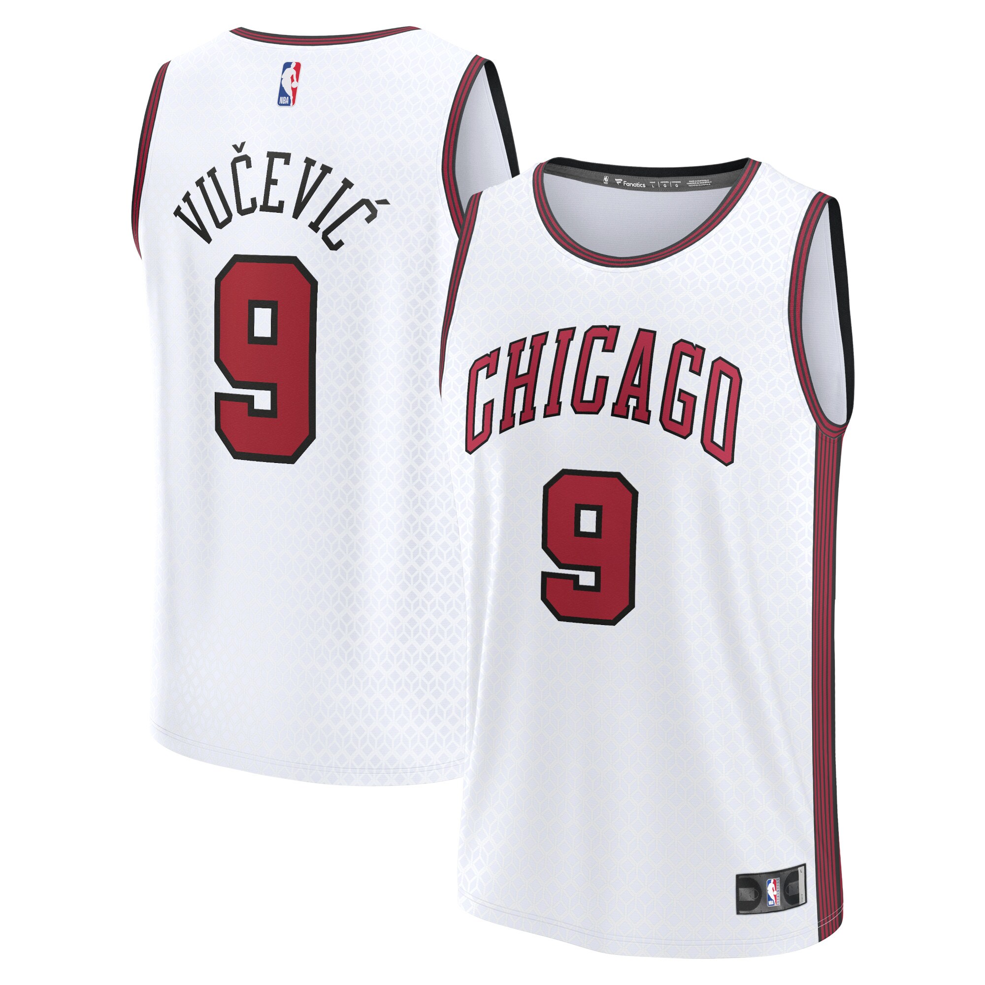 Alternative view of Nikola Vucevic Chicago Bulls Fanatics Branded 2022/23 Fastbreak Jersey - City Edition - White