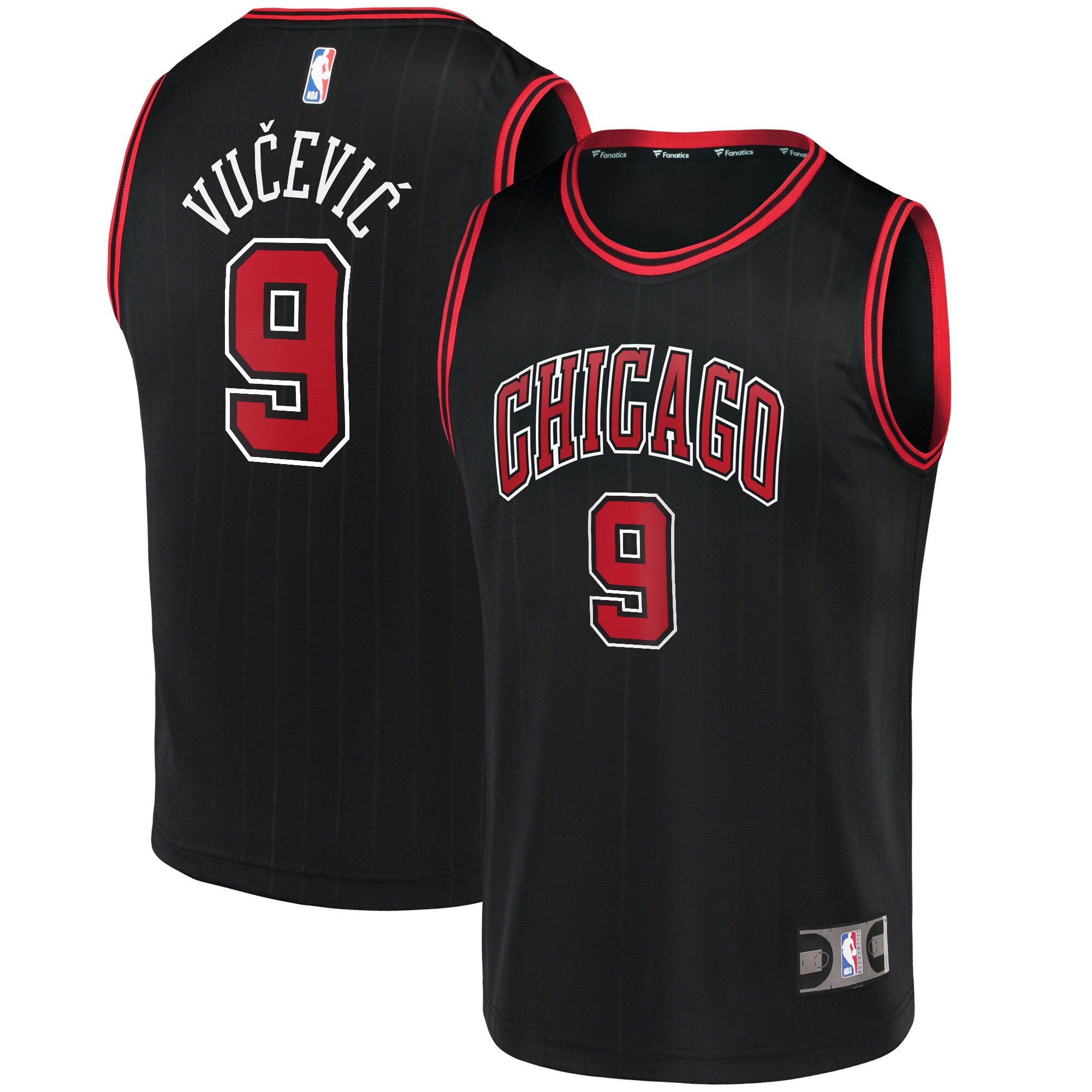 Alternative view of Nikola Vucevic Chicago Bulls Fanatics Branded Fast Break Replica Player Jersey - Statement Edition - Black