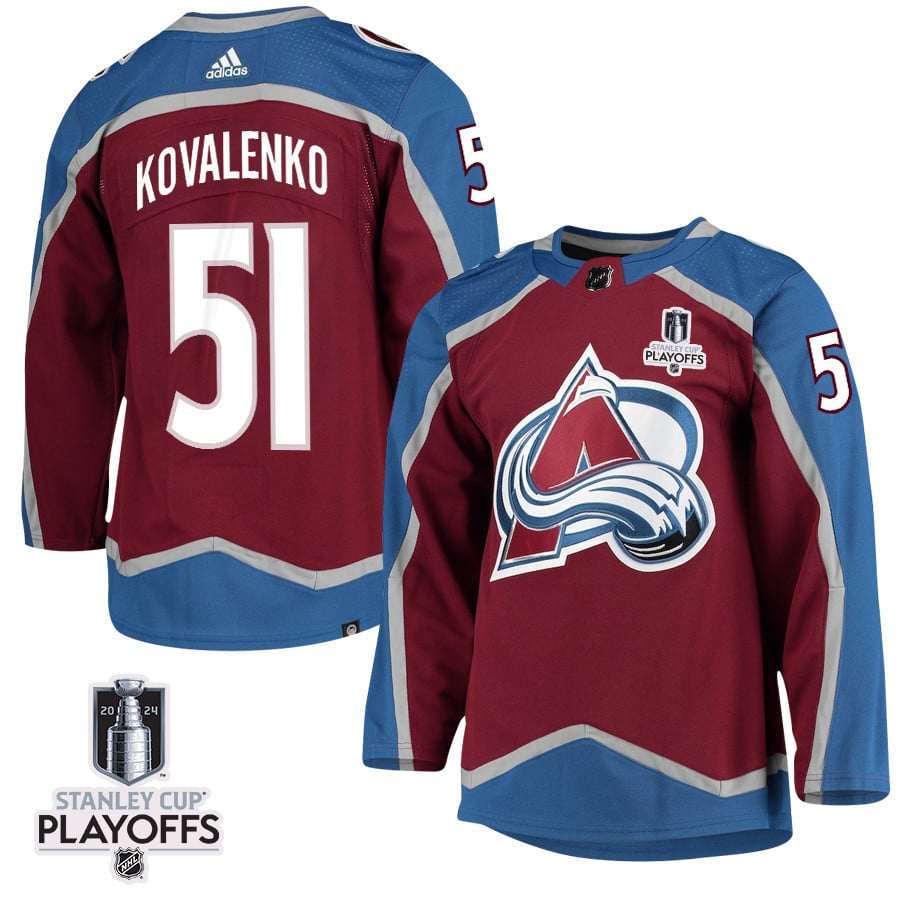 Nikolai Kovalenko 51 Colorado Avalanche 2024 NHL Playoffs Patch Home Jersey - Men - JS150 