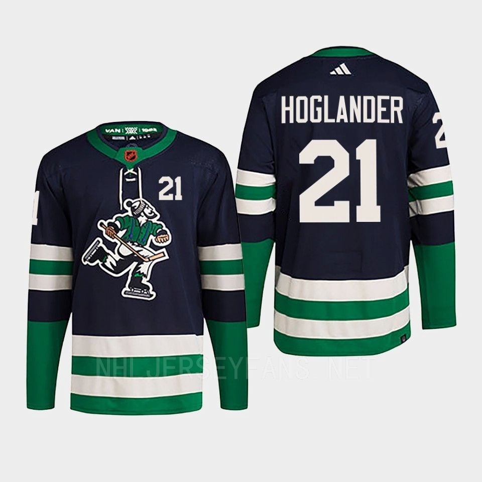Nils Hoglander 21 Reverse Retro 2.0 2022 Vancouver Canucks Navy Jersey Primegreen - JS258 