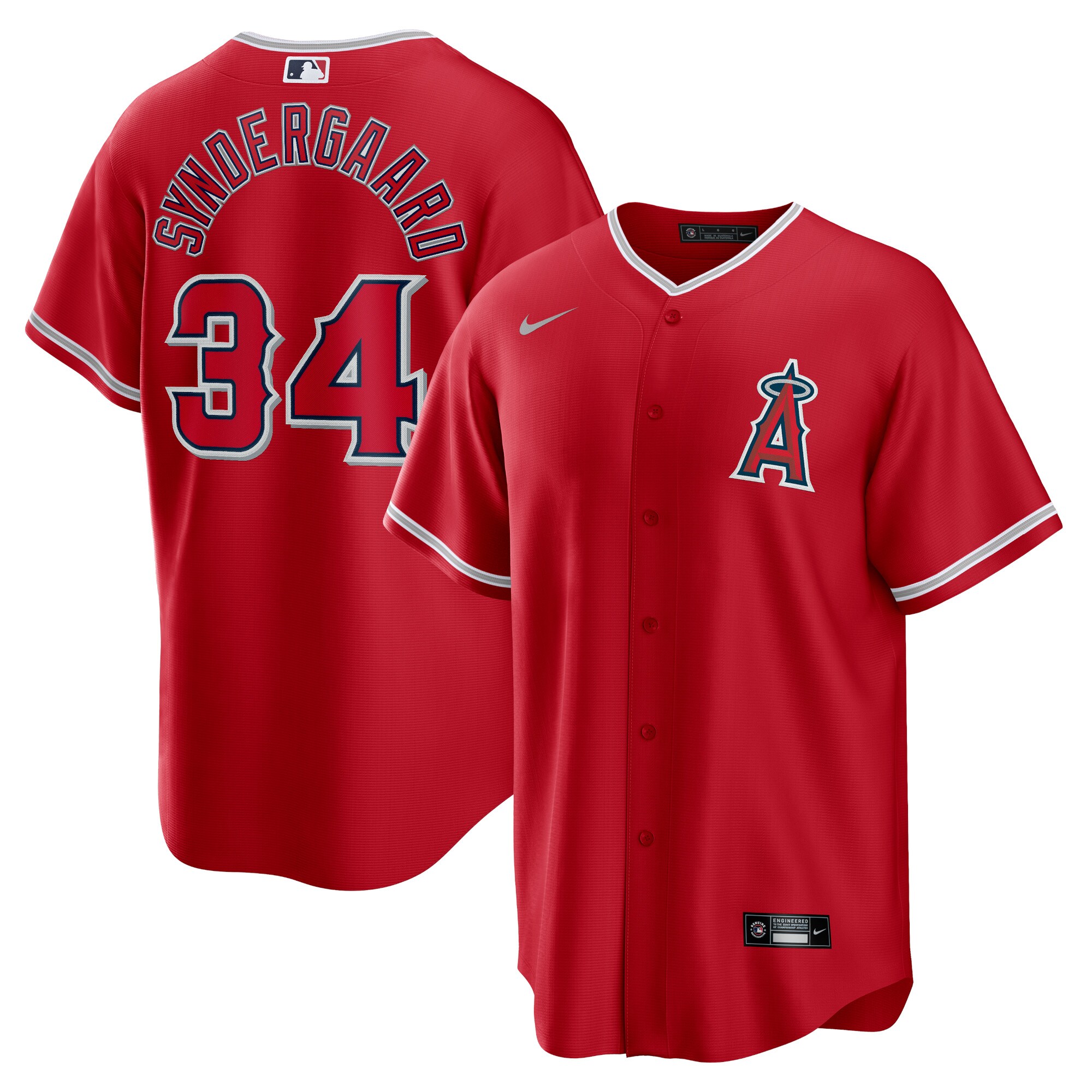 Alternative view of Noah Syndergaard Los Angeles Angels Alternate Replica Player Jersey – Red