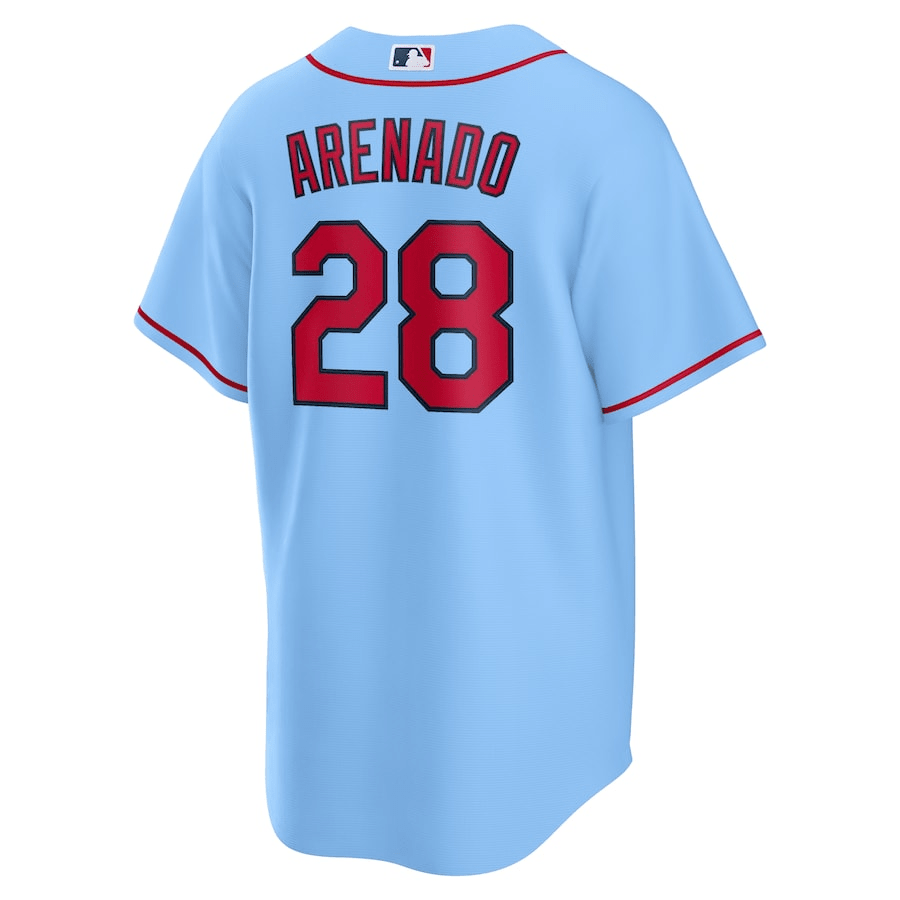 Alternative view of Nolan Arenado 28 St. Louis Cardinals Alternate Men Jersey - Light Blue 