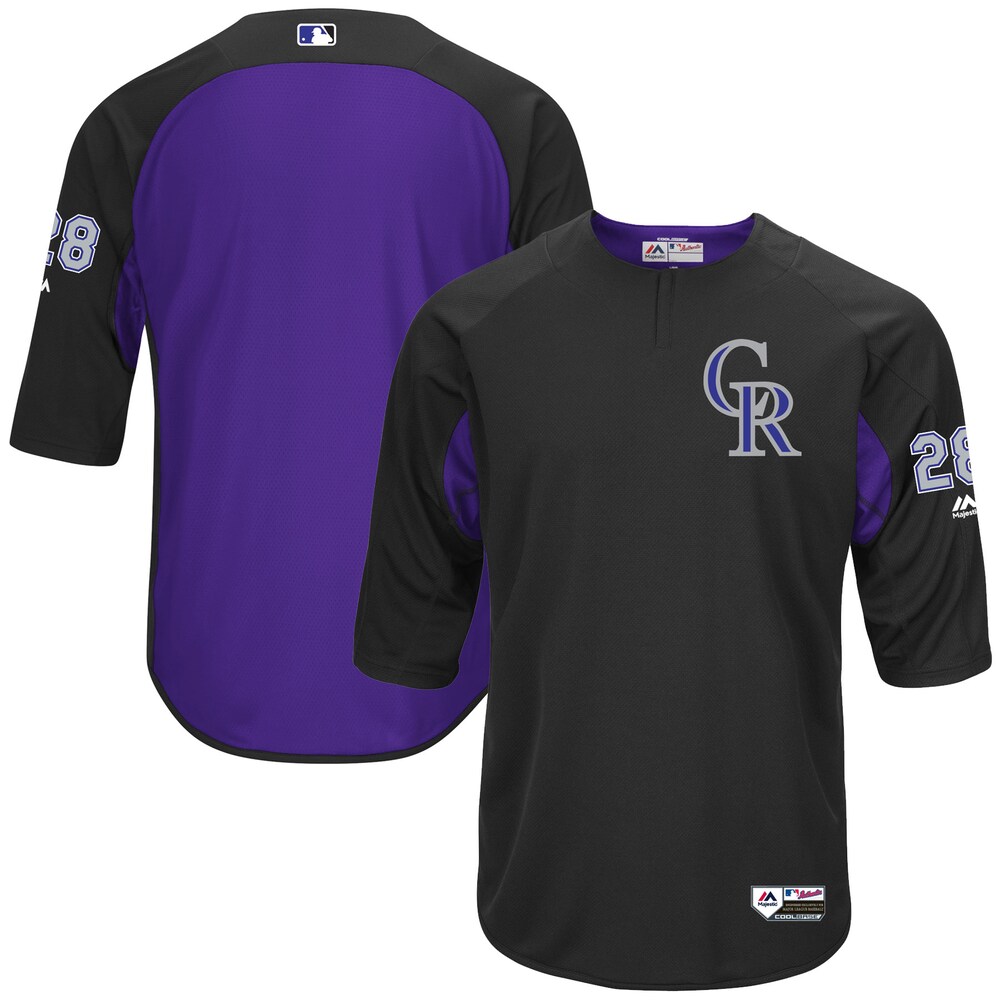 Nolan Arenado Colorado Rockies Majestic Collection On-field 3/4-sleeve Player Batting Practice Jersey - Black/purple