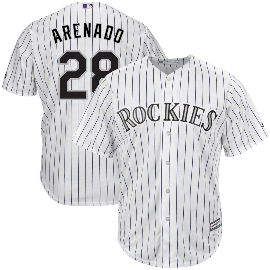 Nolan Arenado Colorado Rockies Majestic Home Official Cool Base Player Jersey - White Purple