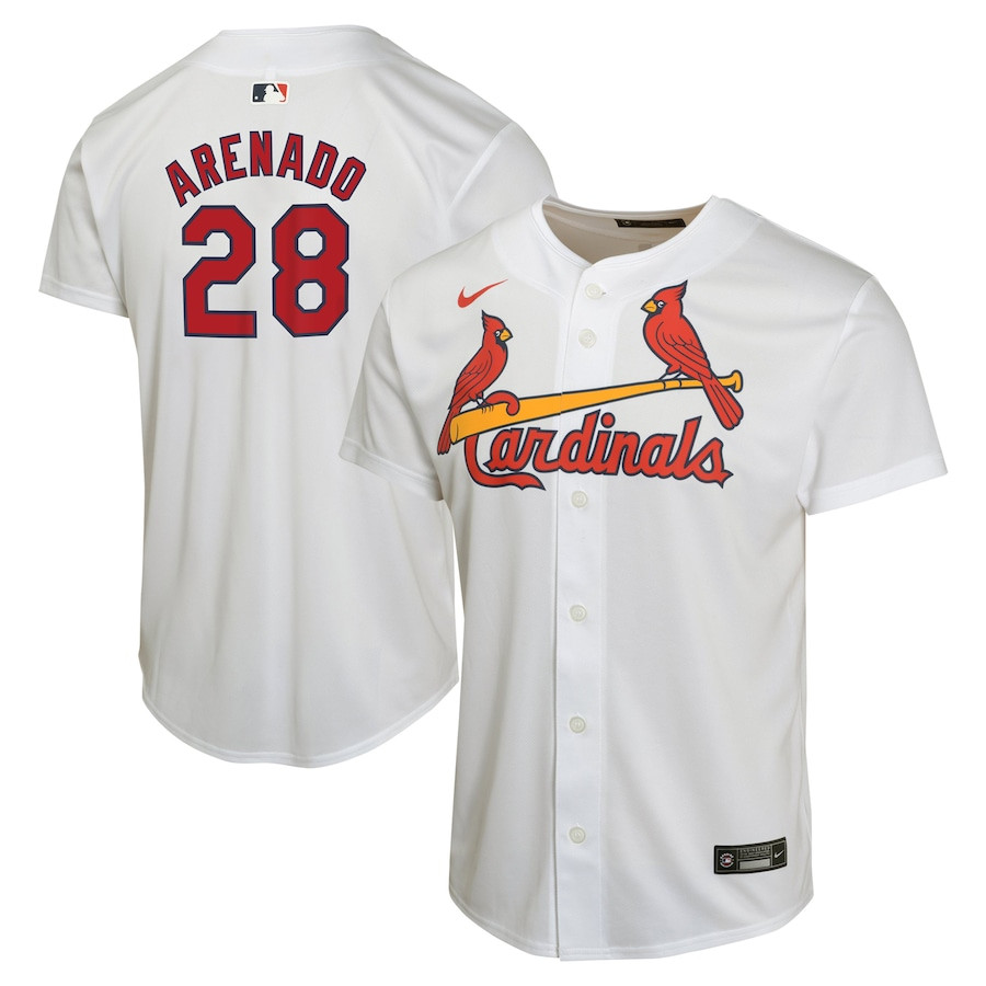 Nolan Arenado St. 28 Louis Cardinals Home Game Player YOUTH Jersey - White 