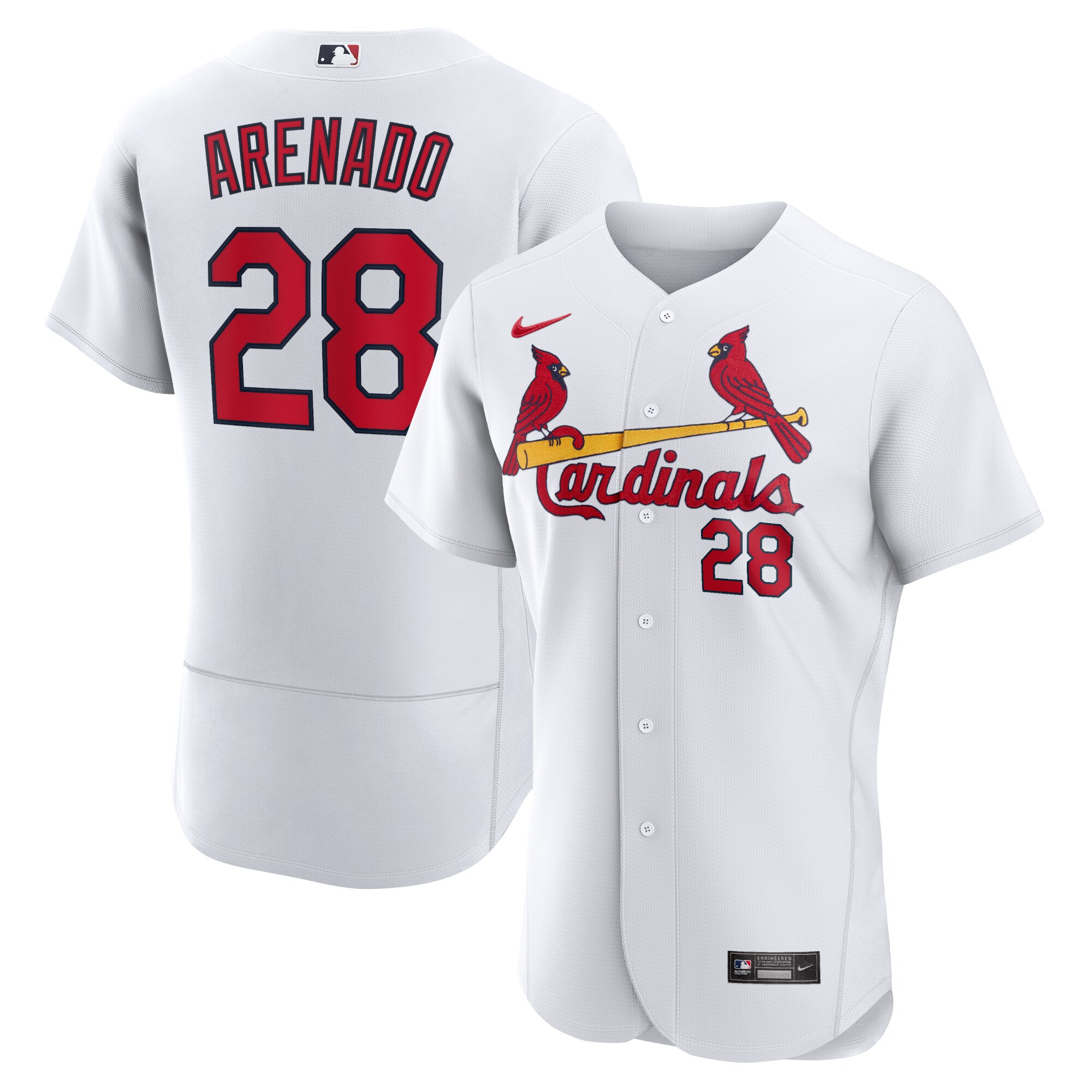 Alternative view of Nolan Arenado St. Louis Cardinals Home Authentic Player Jersey – White