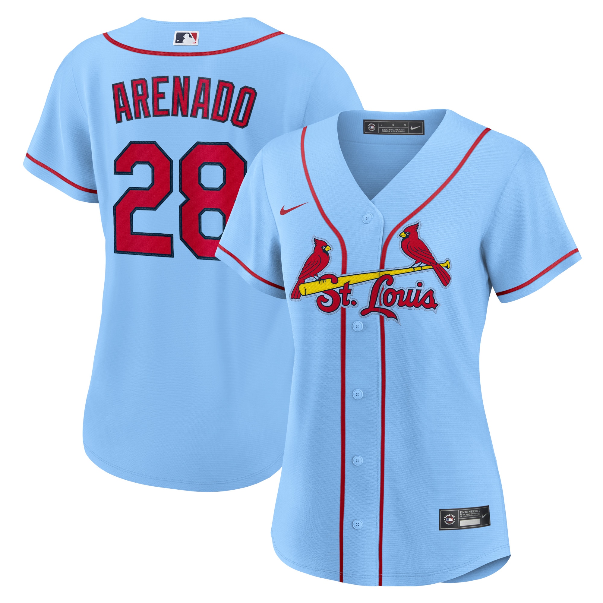 Nolan Arenado St. Louis Cardinals Women's Alternate Replica Player Jersey - Light Blue