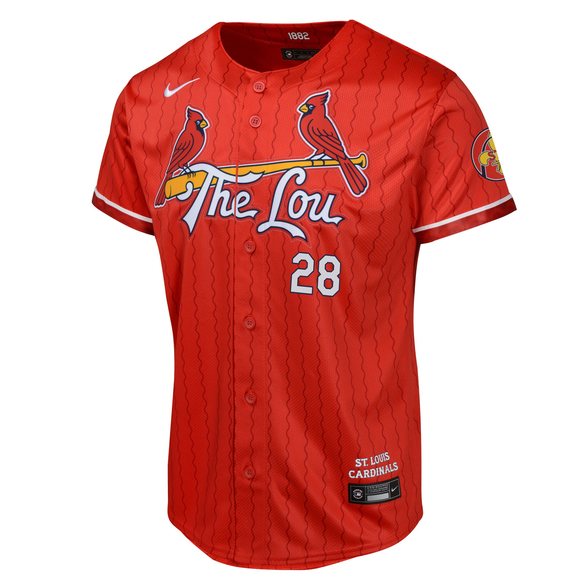 Alternative view of Nolan Arenado St. Louis Cardinals Youth 2024 City Connect Limited Player Jersey - Red
