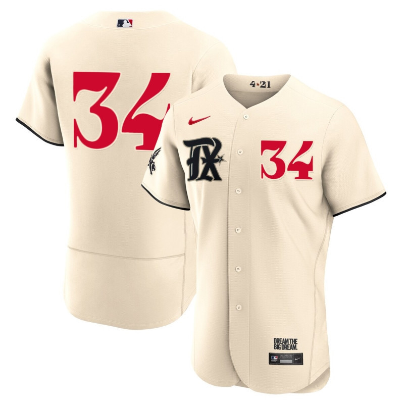 Nolan Ryan 34 Texas Rangers 2023 City Connect Flex Base Elite Jersey - Cream - JS647 