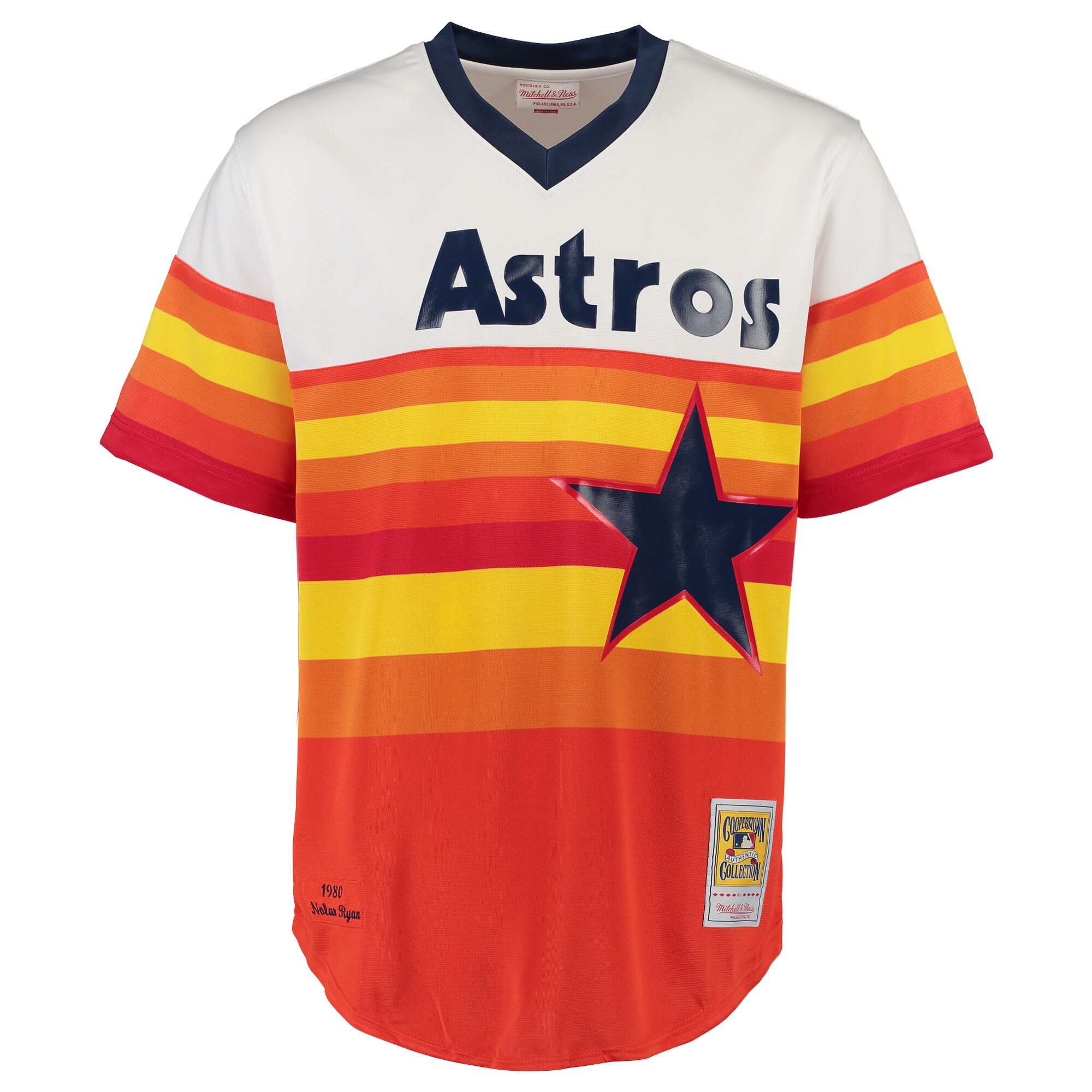 Alternative view of Nolan Ryan Houston Astros Mitchell & Ness Throwback Authentic Jersey - White