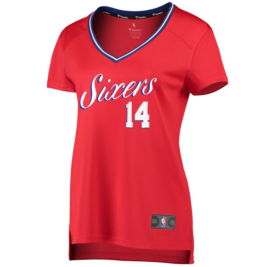 Alternative view of Norvel Pelle Philadelphia 76ers Fanatics Branded Women's Fast Break Replica Player Jersey - Statement Edition - Red