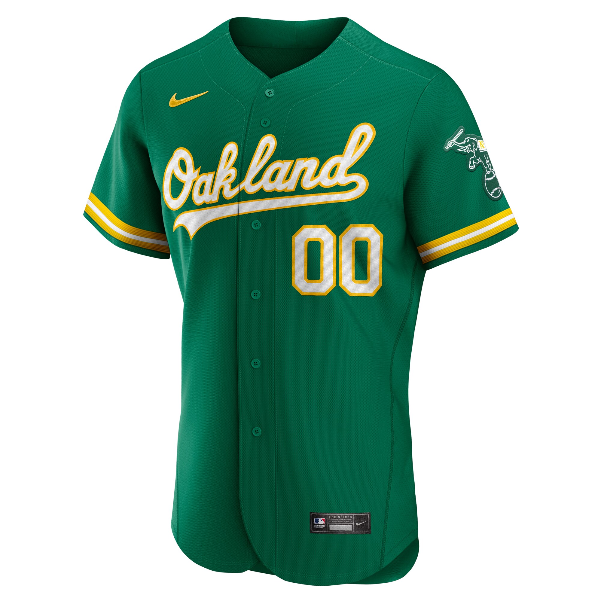 Alternative view of Oakland Athletics Alternate Authentic Custom Jersey - Kelly Green