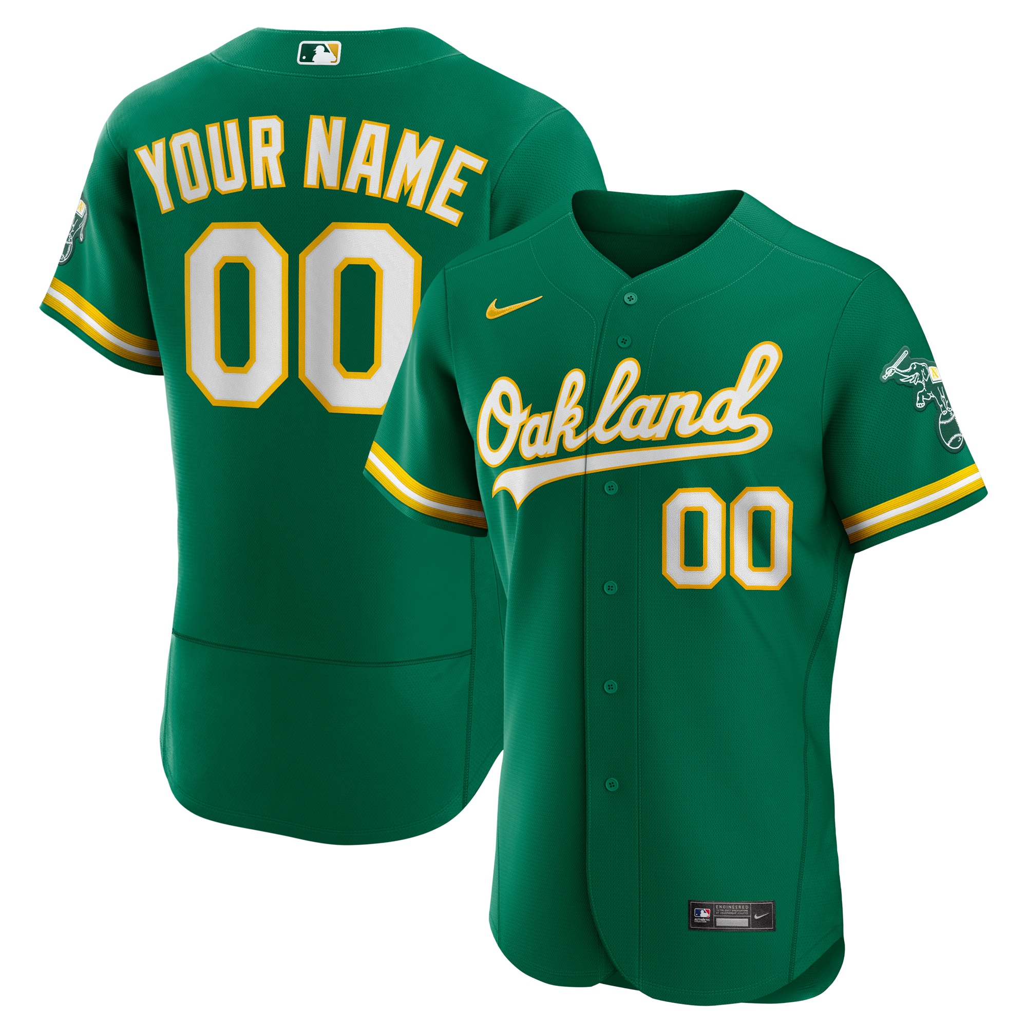Oakland Athletics Alternate Authentic Custom Jersey - Kelly Green