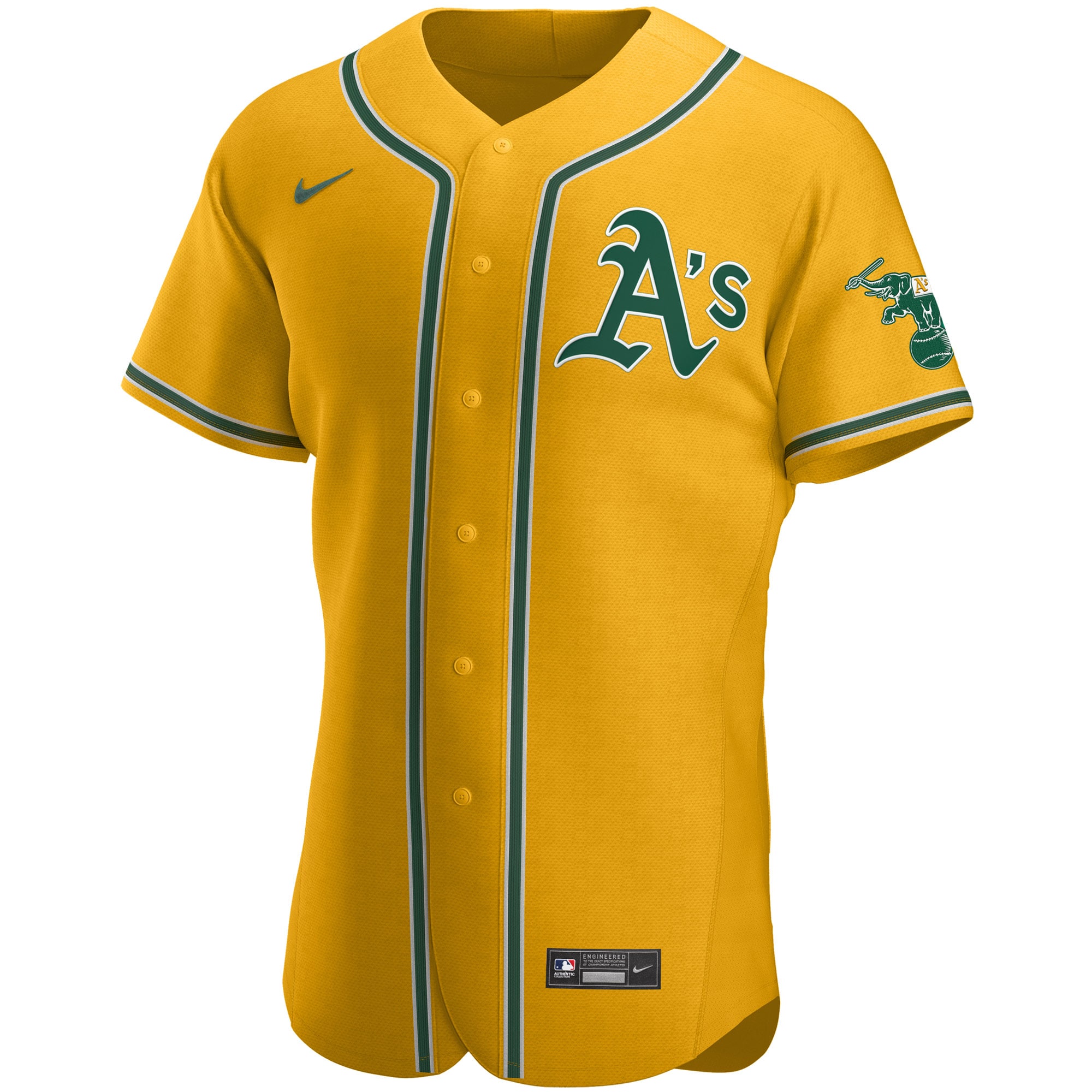 Alternative view of Oakland Athletics Authentic Official Team Jersey – Gold