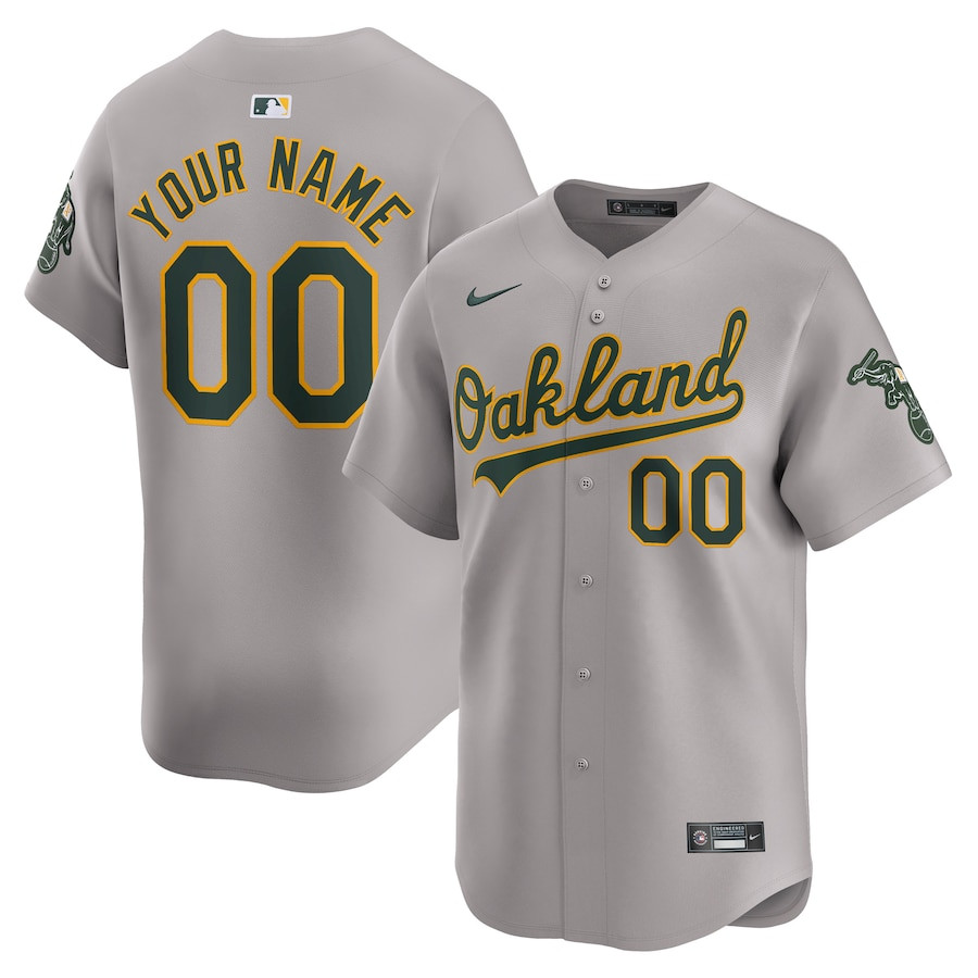 Oakland Athletics Away Limited Custom Men Jersey - Gray 
