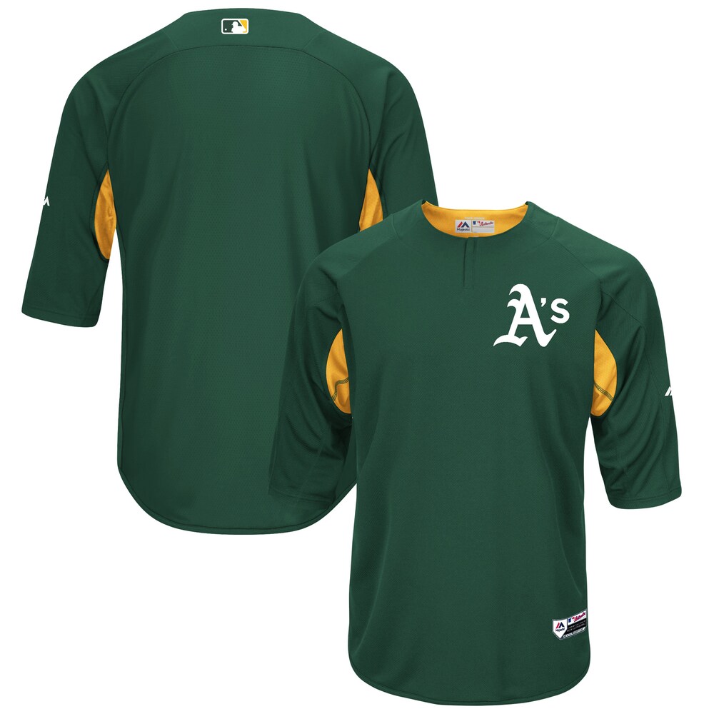 Oakland Athletics Majestic Collection On-field 3/4-sleeve Batting Practice Jersey - Green/gold