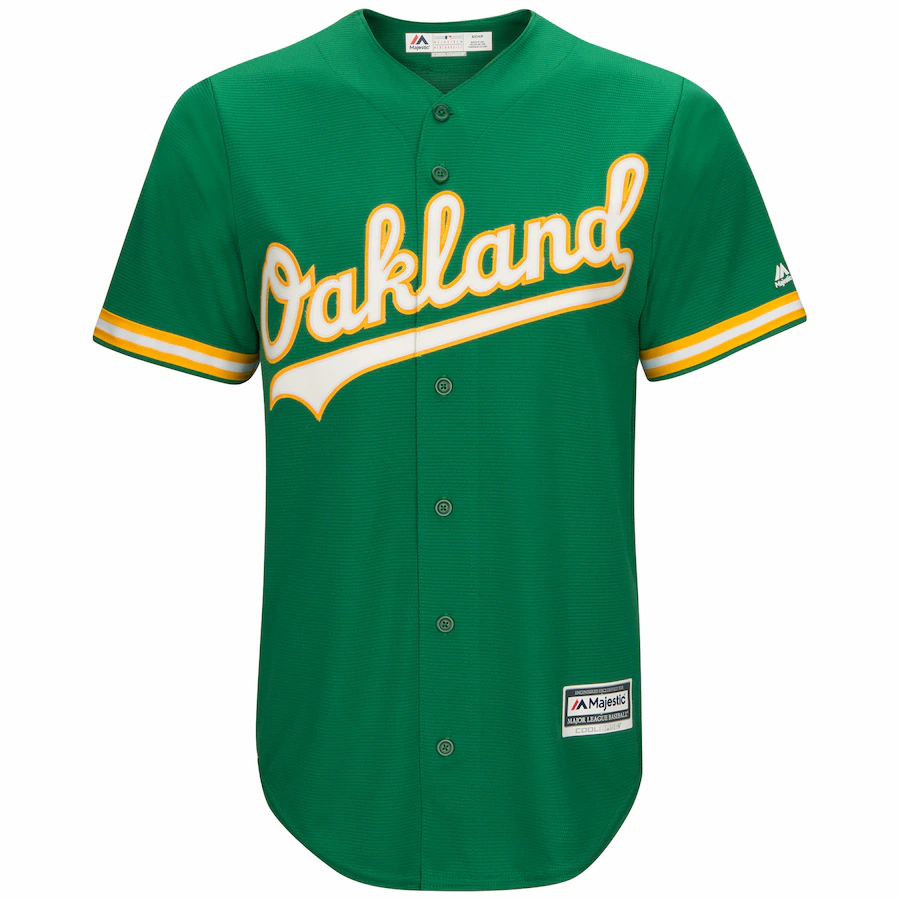 Alternative view of Oakland Athletics Majestic Cool Base Team Jersey - Kelly Green