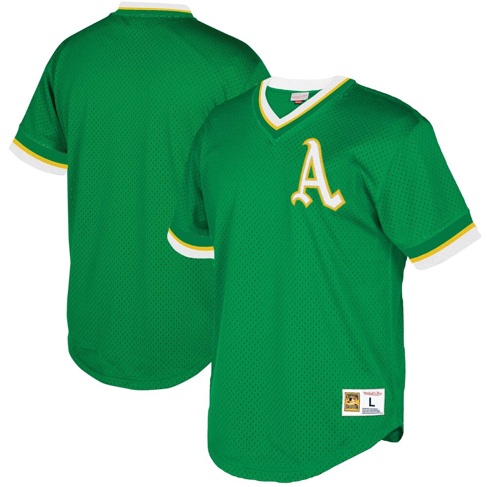 Oakland Athletics Mitchell & Ness Mesh V-neck Jersey - Green