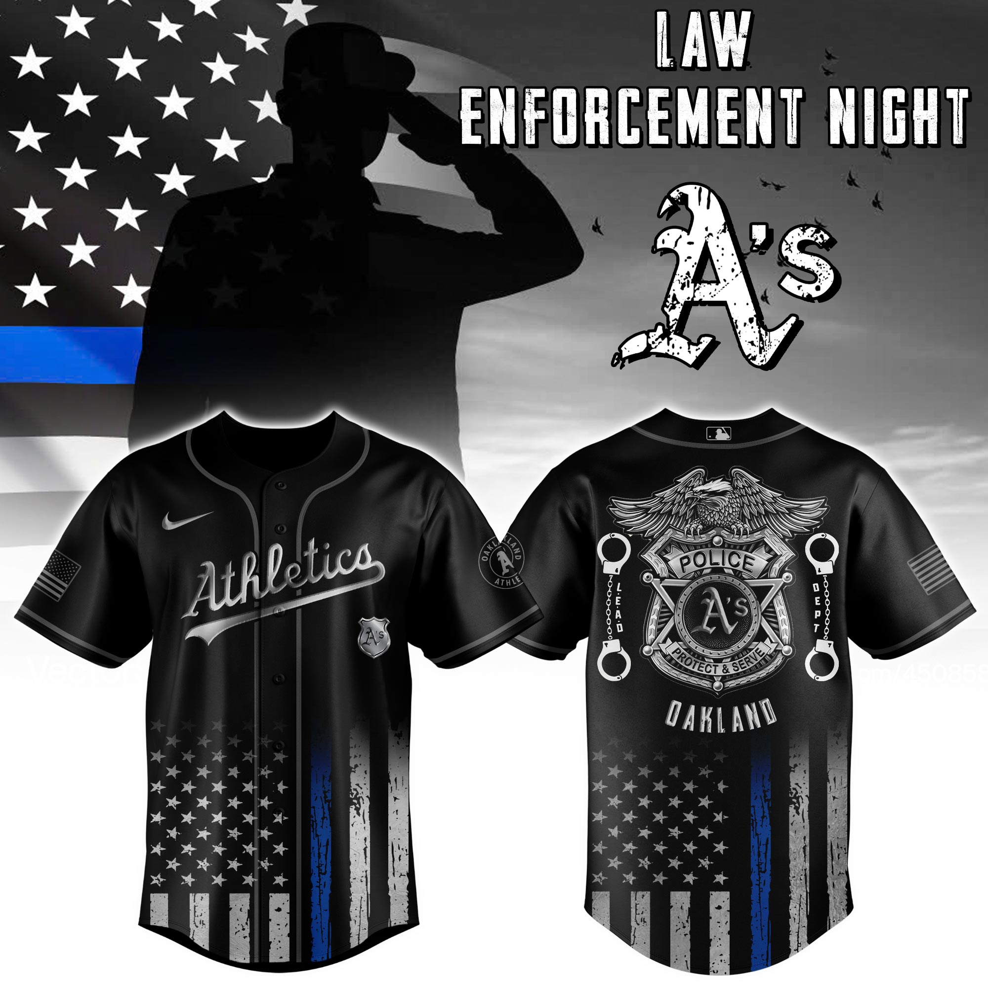 Oakland Athletics Mlb X Law Enforcement Night Edition Custom Baseball Jersey 2025