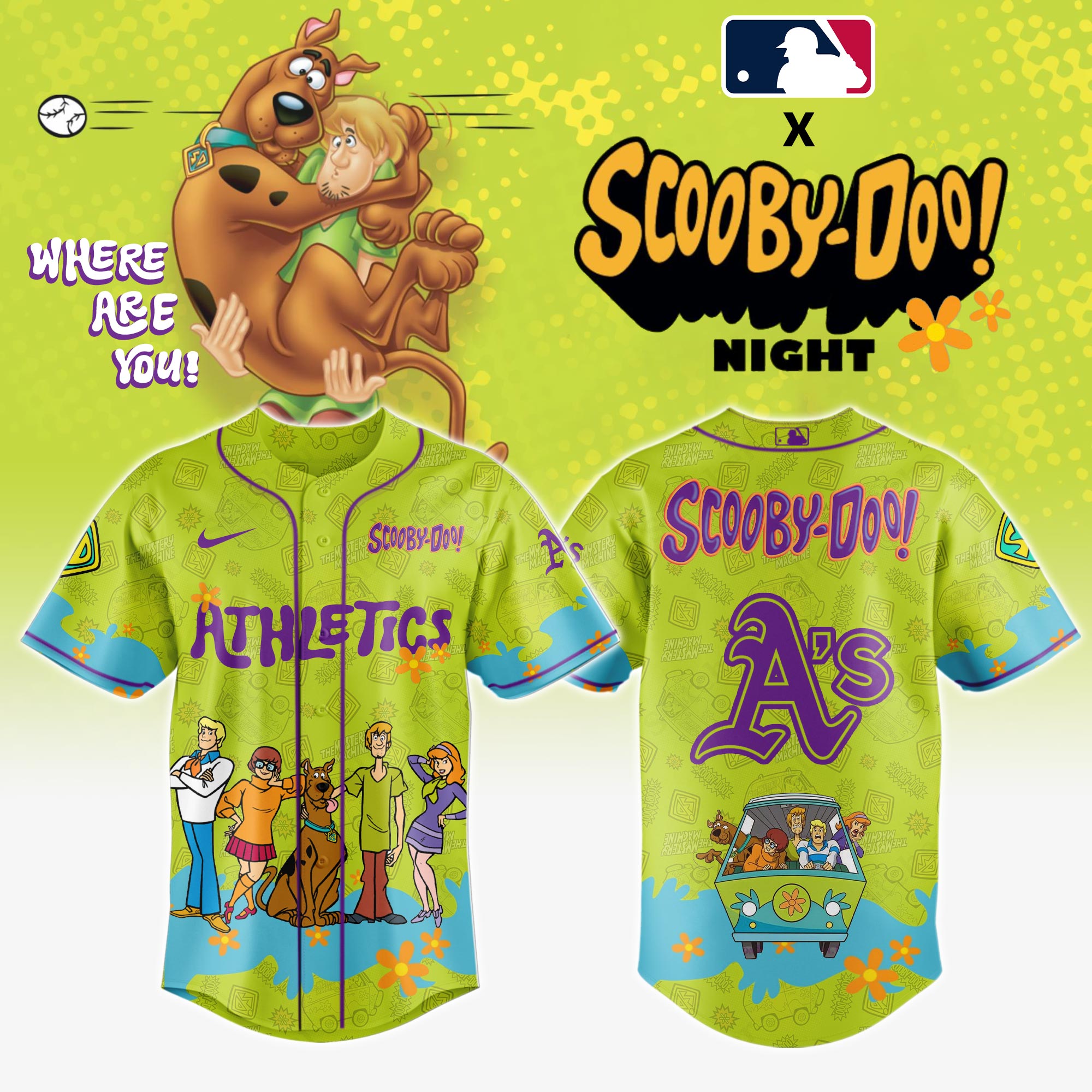 Oakland Athletics Mlb X Scooby Doo Custom Baseball Jersey