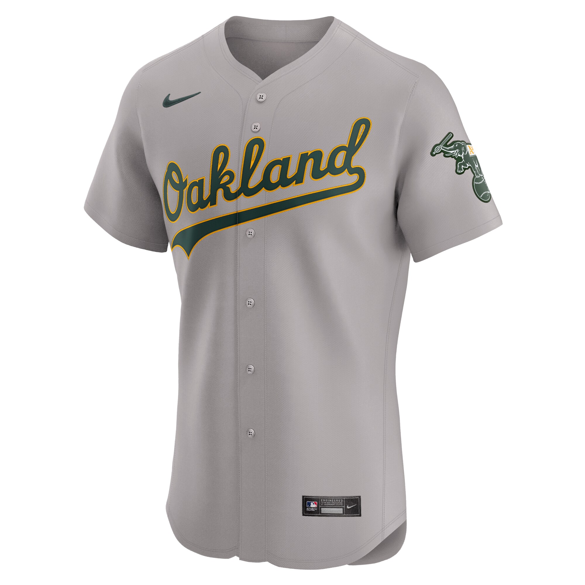 Alternative view of Oakland Athletics Road Vapor Premier Elite Patch Jersey - Gray