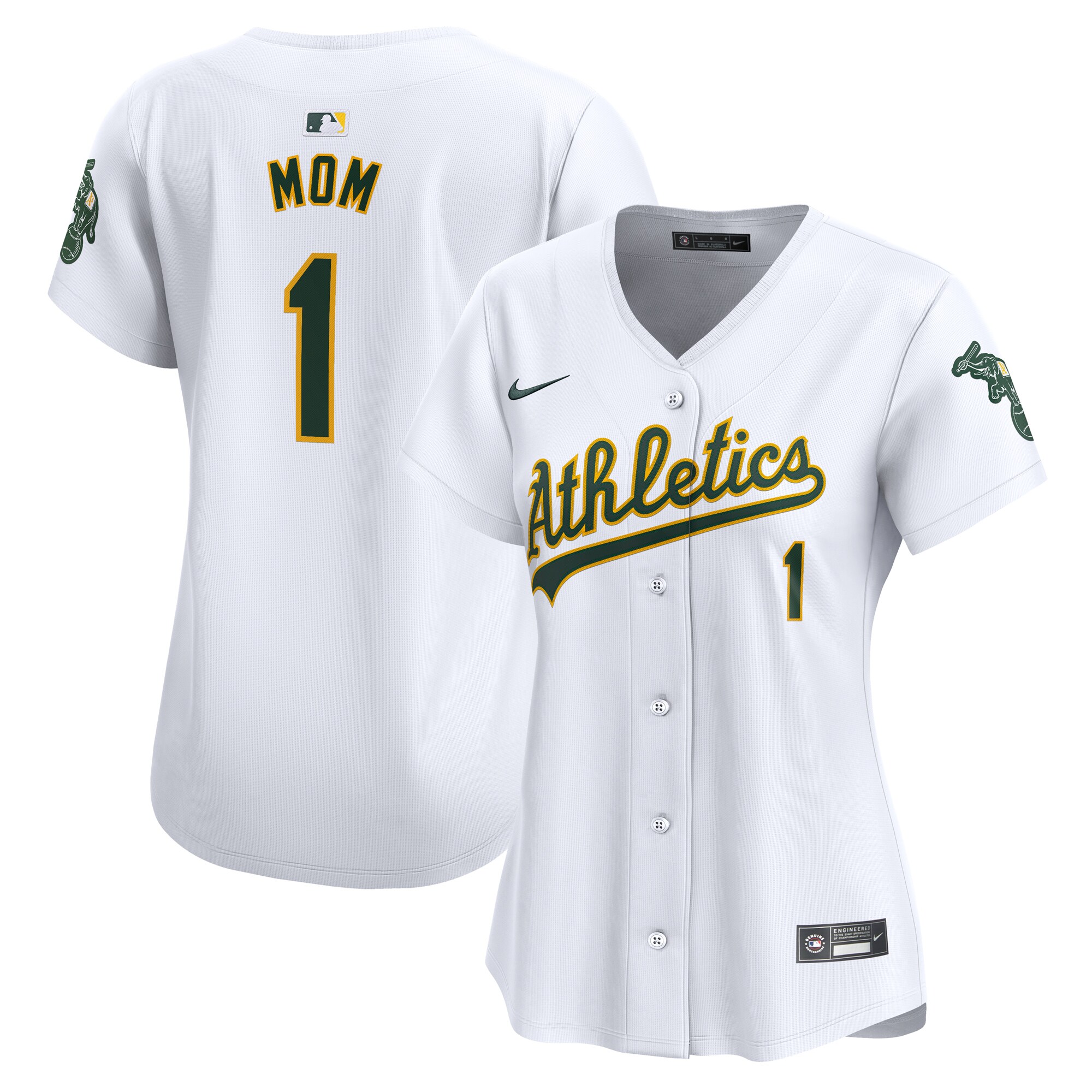 Oakland Athletics Women's #1 Mom Home Limited Jersey - White