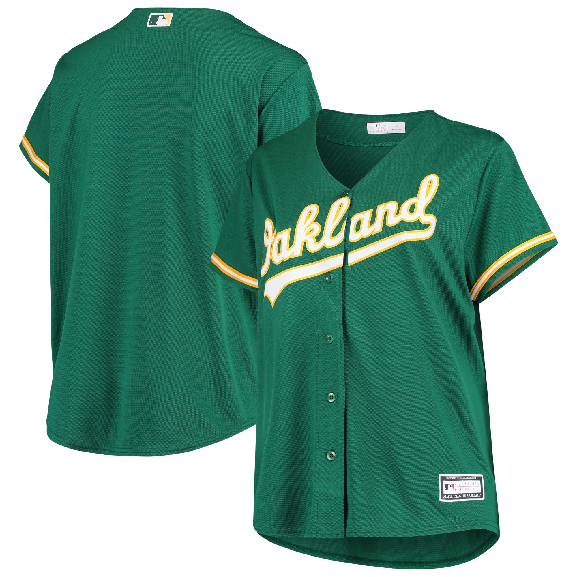 Alternative view of Oakland Athletics Women's Plus Size Alternate Replica Team Jersey - Green