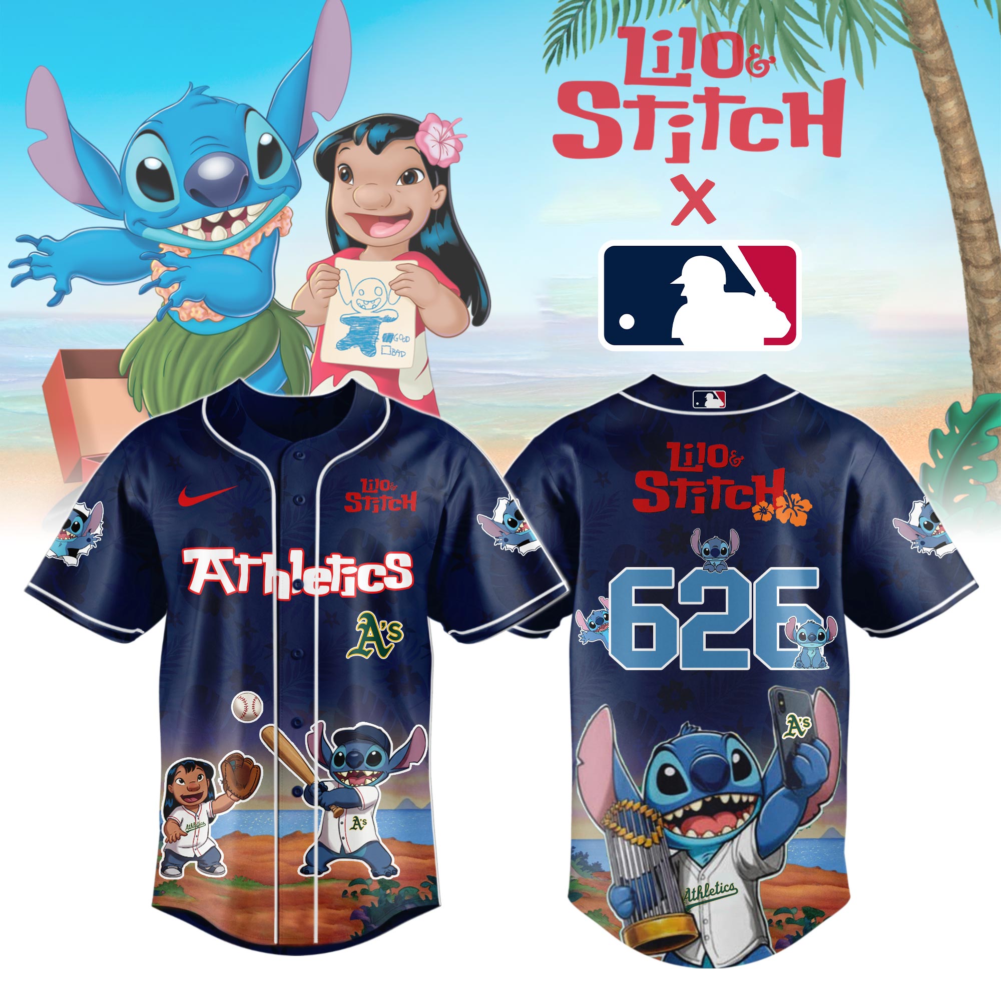 Oakland Athletics X Lilo & Stitch Limited Edition Custom Baseball Jersey