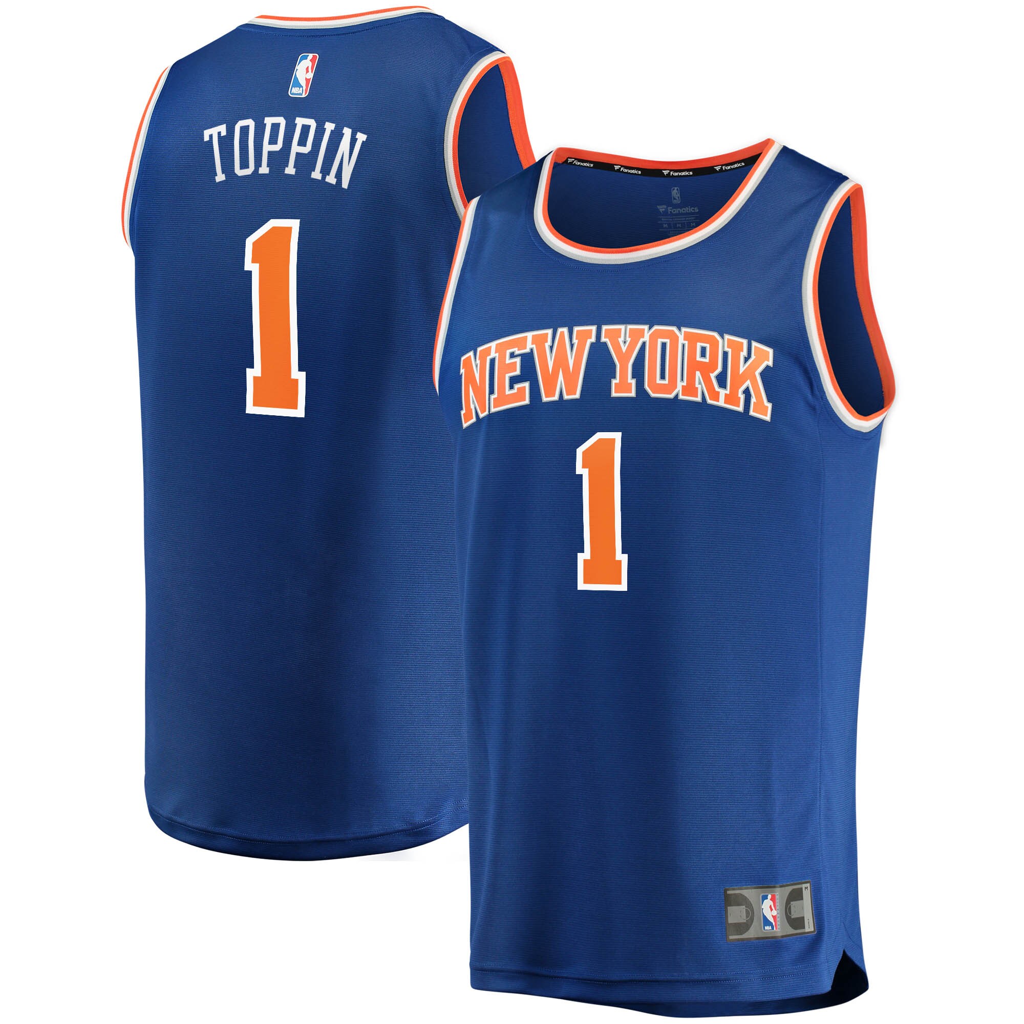 Alternative view of Obi Toppin New York Knicks Fanatics Branded 2020/21 Fast Break Replica Jersey - Icon Edition - Blue