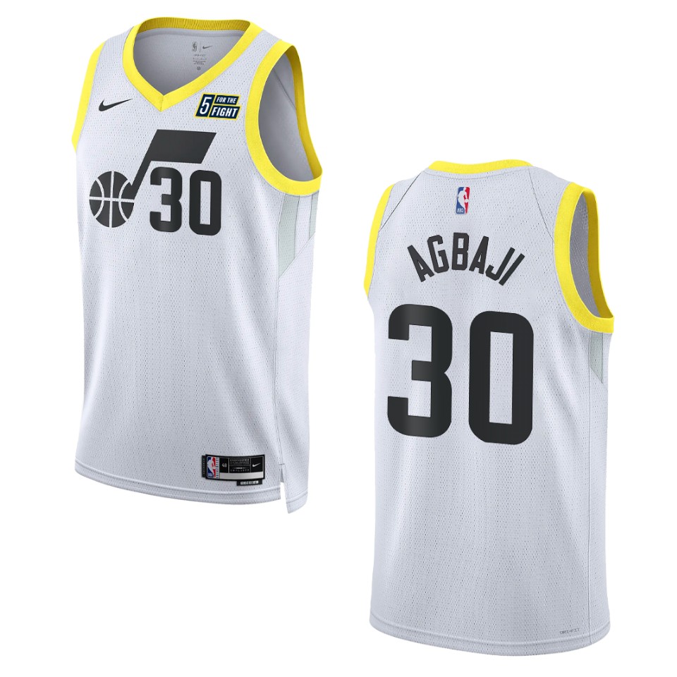 Ochai Agbaji White Association Edition 2022-23 Utah Jazz Swingman Jersey
