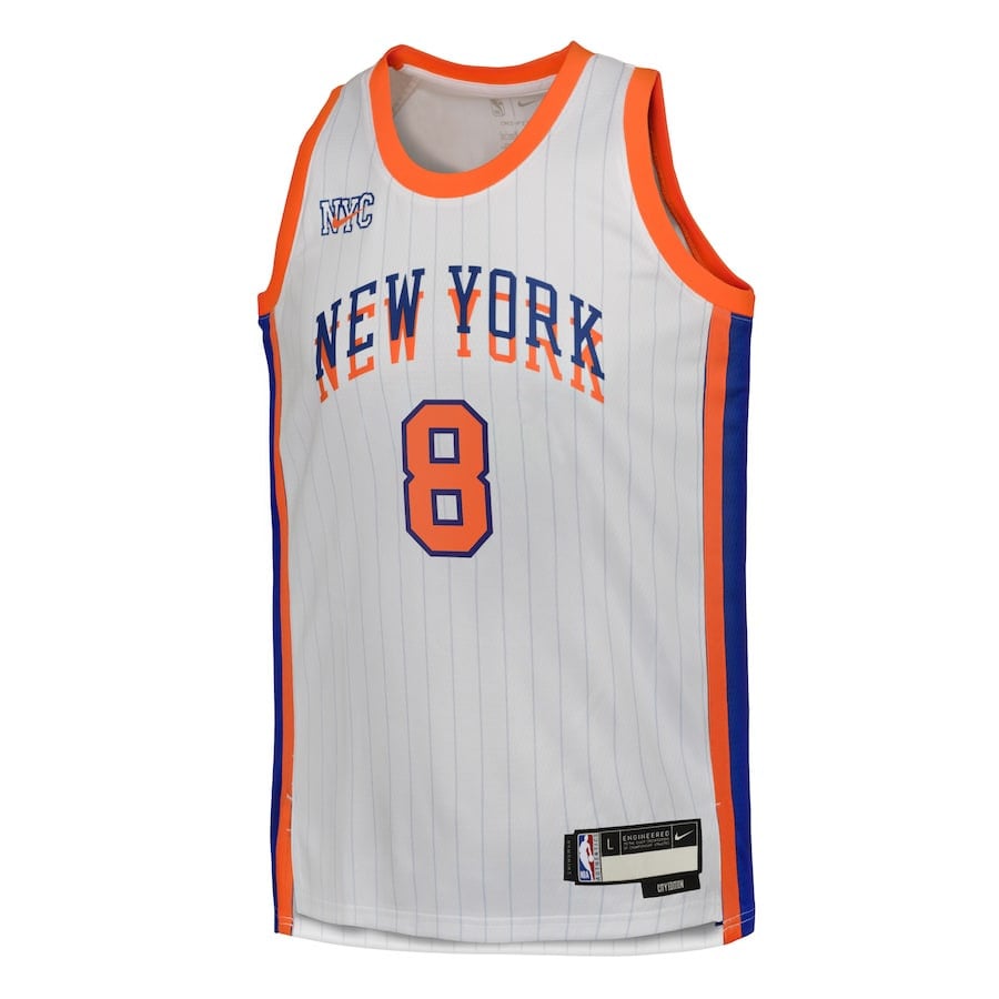 Alternative view of OG Anunoby 8 New York Knicks 2024/25 Swingman Player YOUTH Jersey - City Edition - White - JS621 
