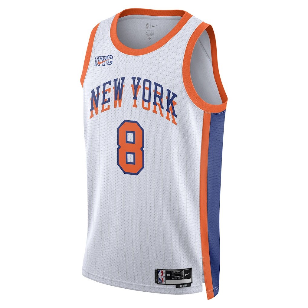Alternative view of OG Anunoby 8 New York Knicks Unisex 2024/25 Swingman Player Jersey - City Edition - White - JS813 