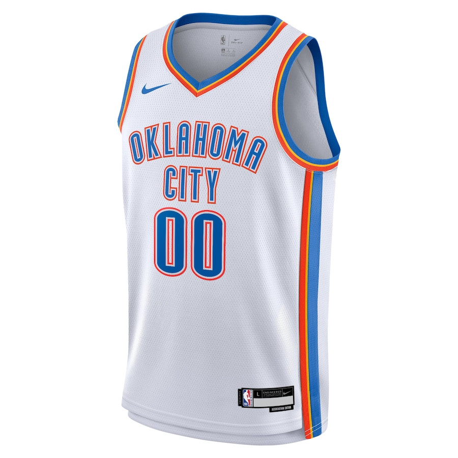 Alternative view of Oklahoma City Thunder 2023/24 Association Swingman Custom Jersey - White - JS762 