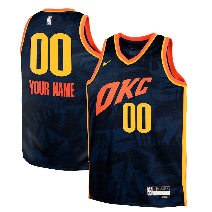 Oklahoma City Thunder 2023/24 City Edition Swingman Custom YOUTH Jersey - Navy - JS765 
