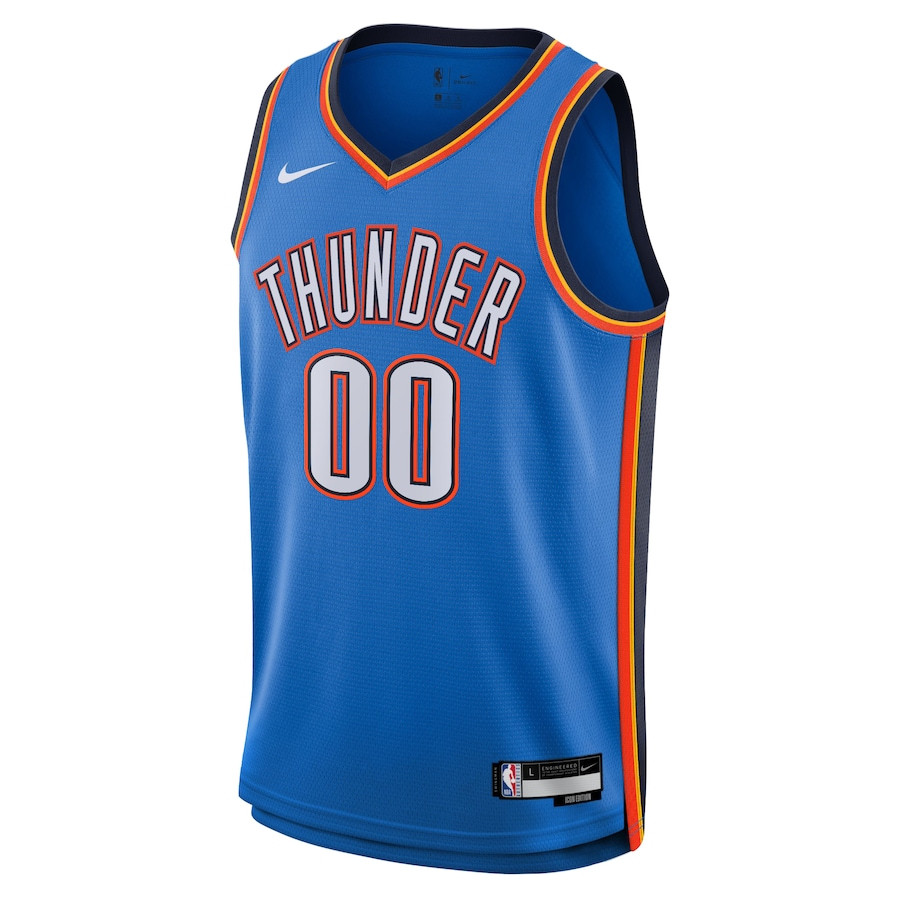 Alternative view of Oklahoma City Thunder 2023/24 Icon Swingman Custom Jersey - Blue - JS244 