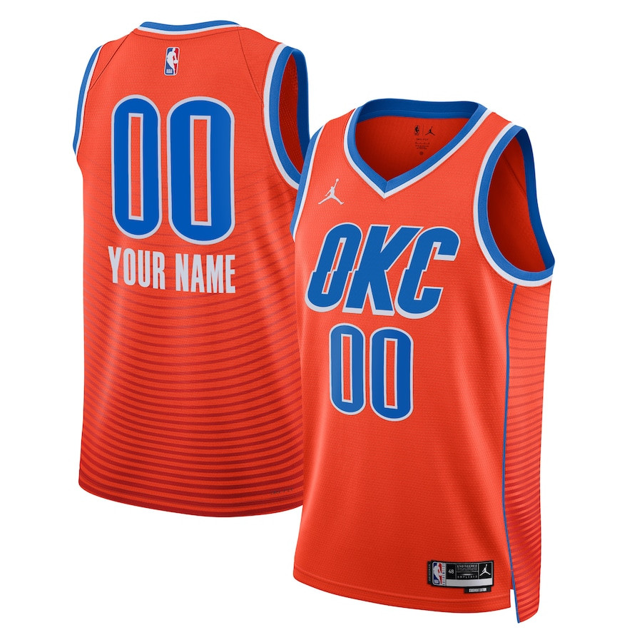 Oklahoma City Thunder 2023/24 Statement Swingman Custom Men Jersey - Orange - JS995 