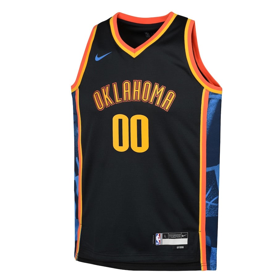 Alternative view of Oklahoma City Thunder 2024/25 Swingman Custom YOUTH Jersey - City Edition - Black - JS750 