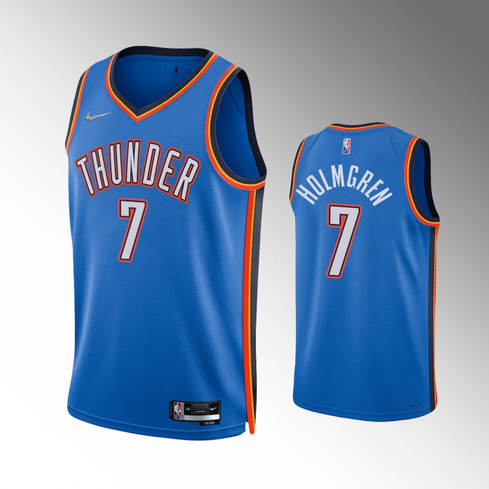 Oklahoma City Thunder 75th Diamond Icon Edition Blue Chet Holmgren Jersey