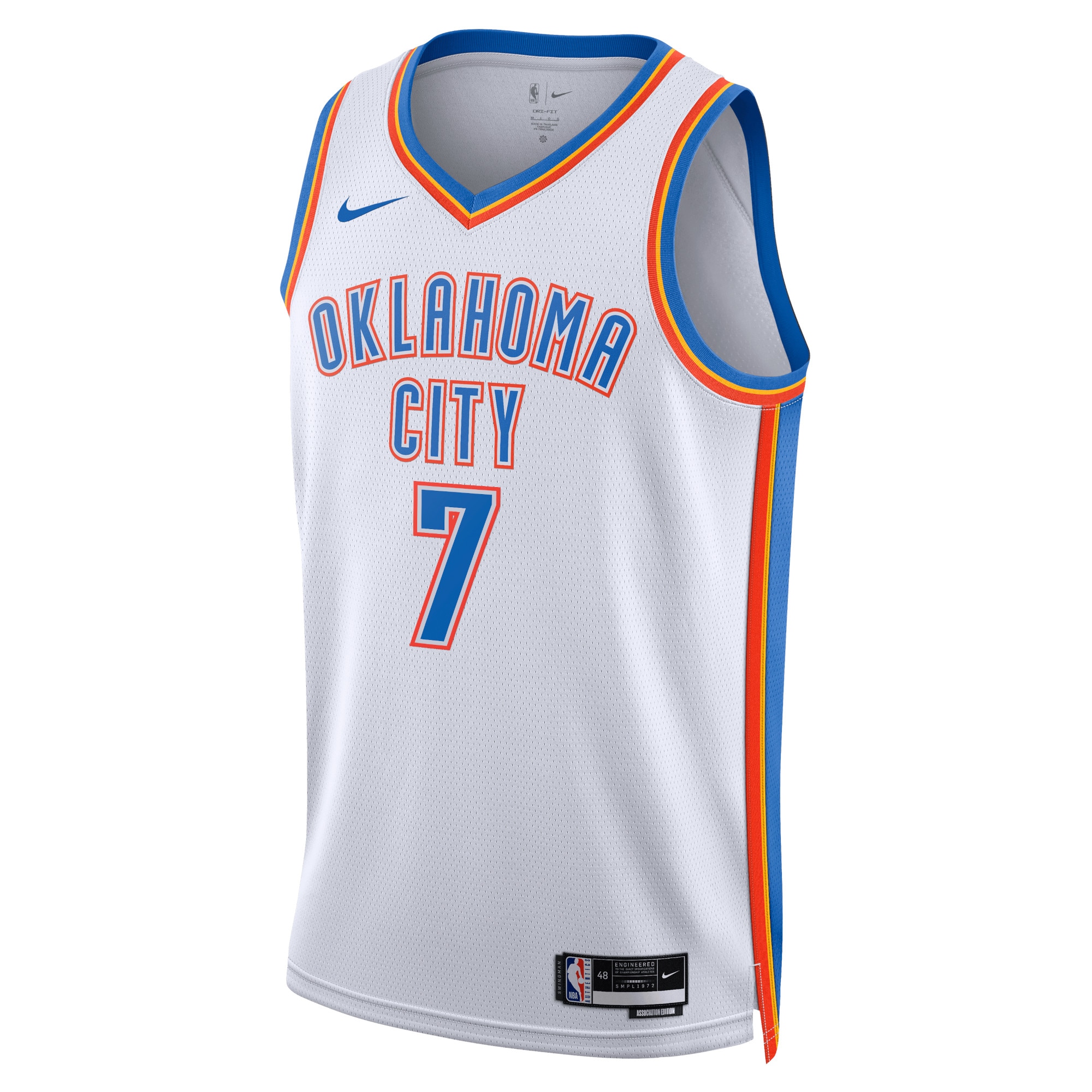 Oklahoma City Thunder Association Edition Swingman Jersey - White - Chet Holmgren - Unisex - JS890 